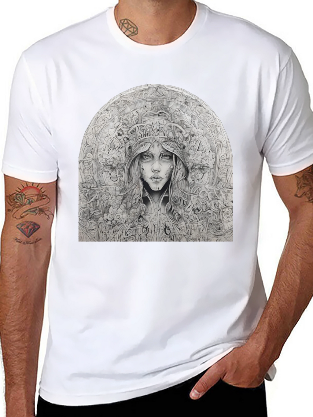 Artistic Black T-Shirt - Surreal Woman Graphic