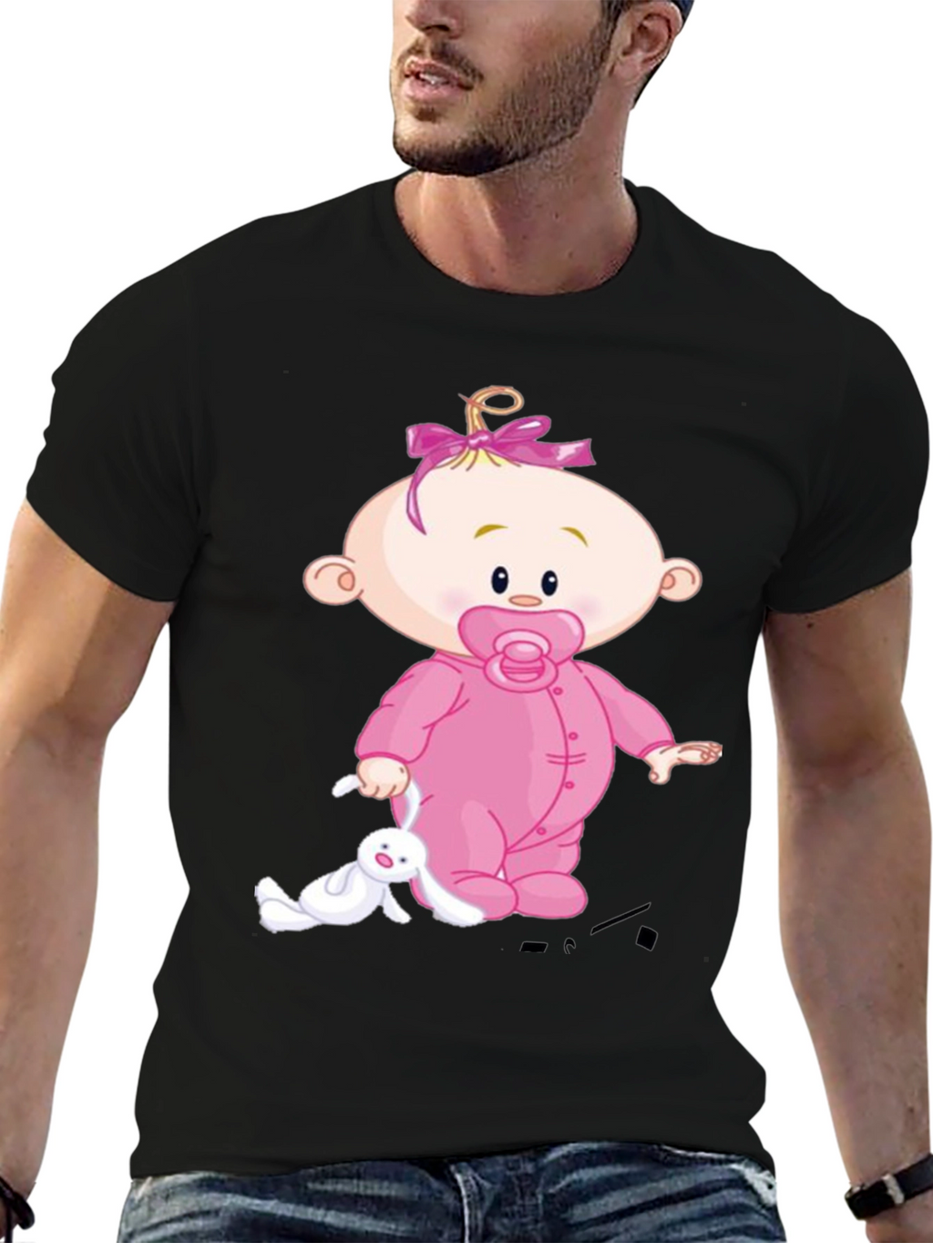 Baby Cartoon Graphic Black Tee