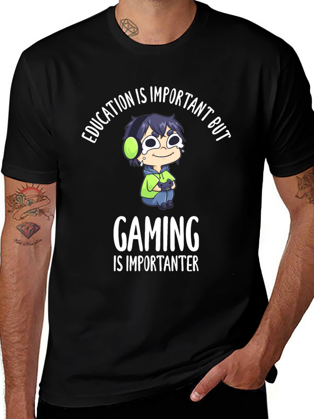 Education vs Gaming Graphic Tee