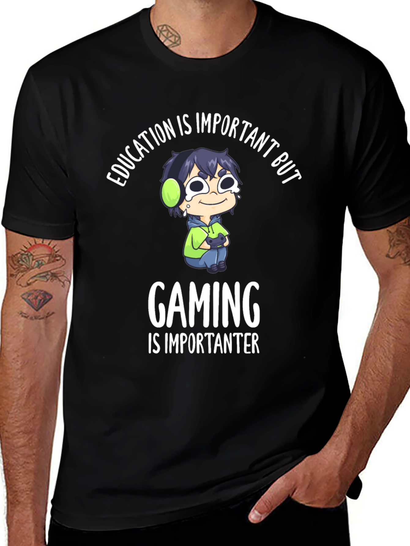Education vs Gaming Graphic Tee