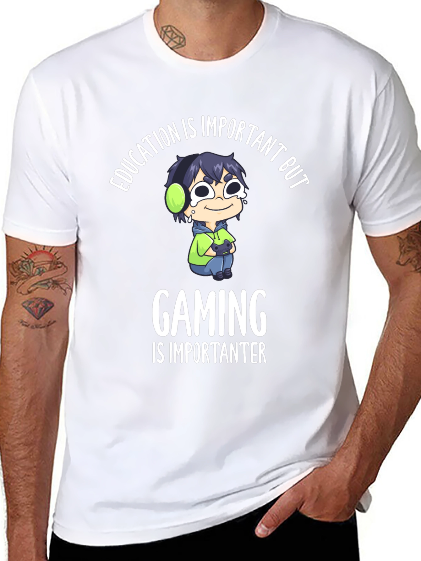 Education vs Gaming Graphic Tee