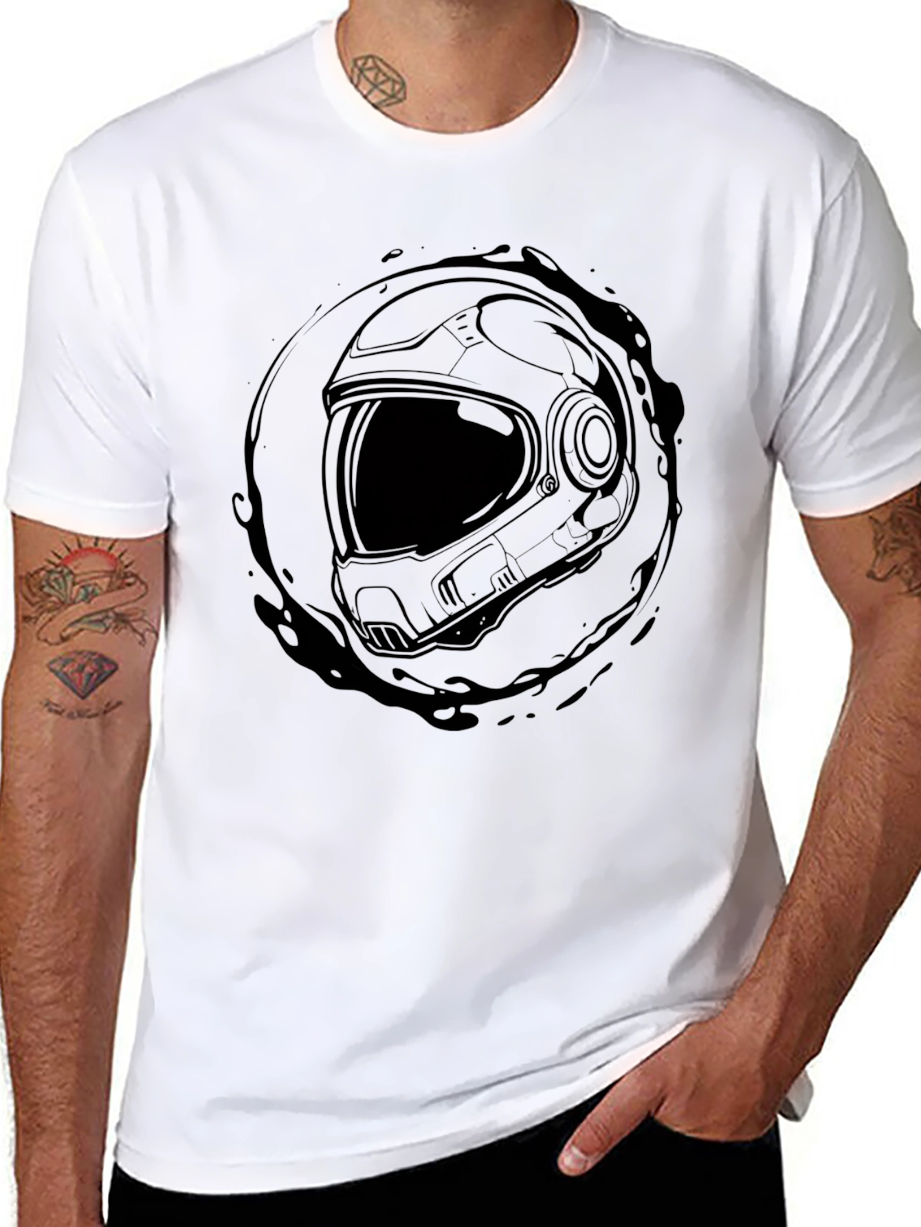 Astronaut Helmet Graphic T-Shirt - Space Explorer Tee