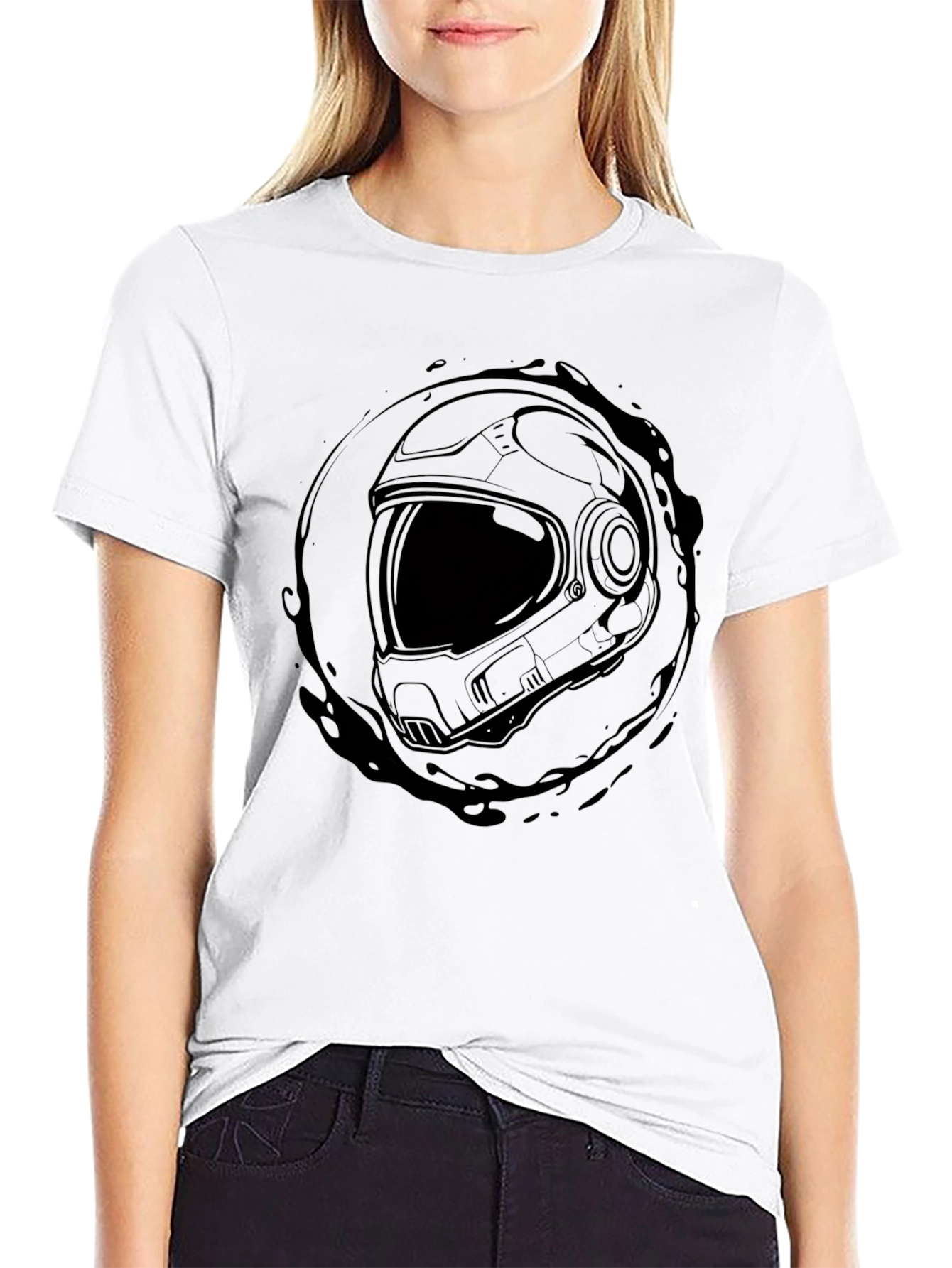 Astronaut Helmet Graphic T-Shirt - Space Explorer Tee