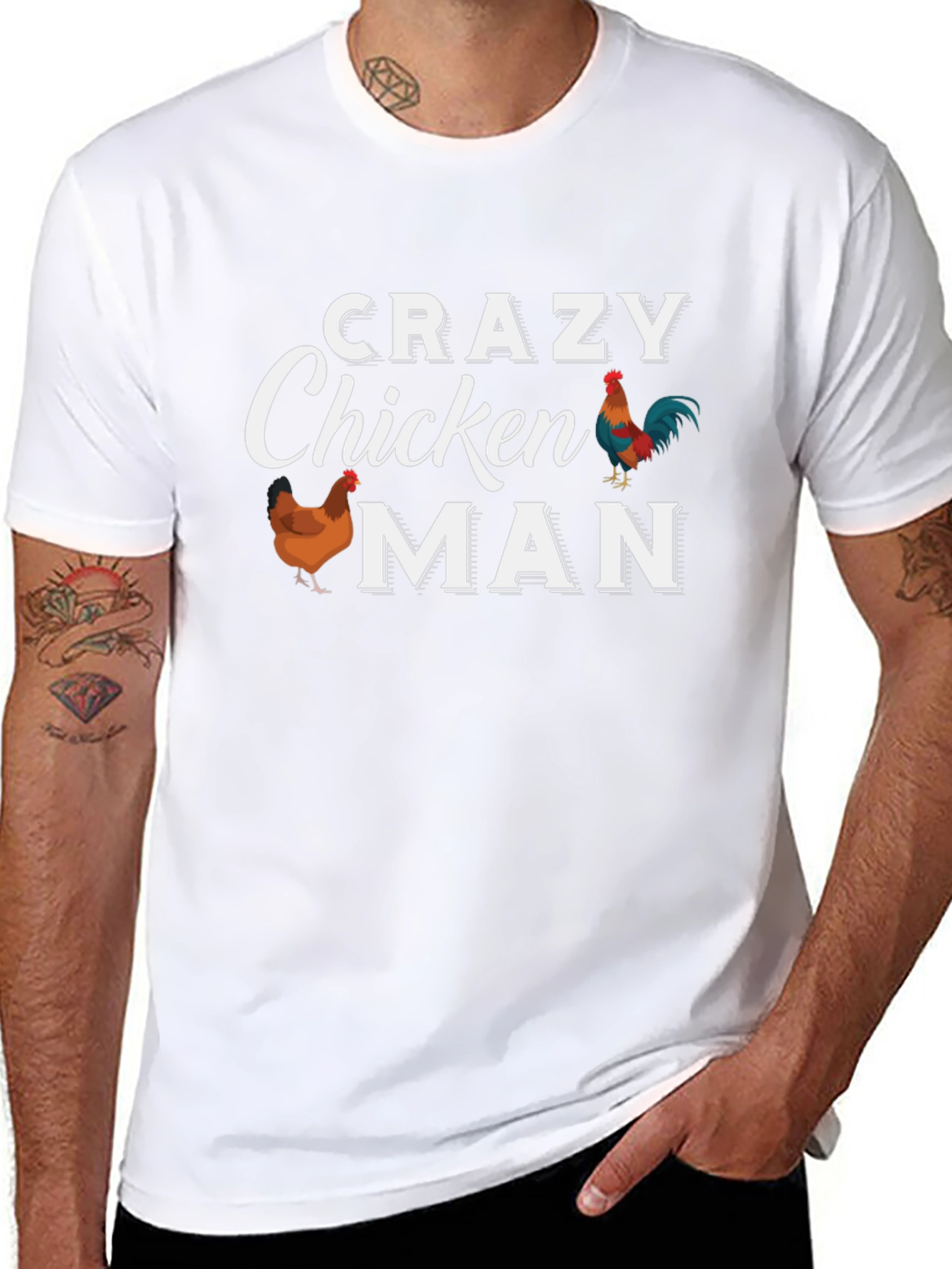 Crazy Chicken Man T-Shirt - Funny Chicken Lover Tee