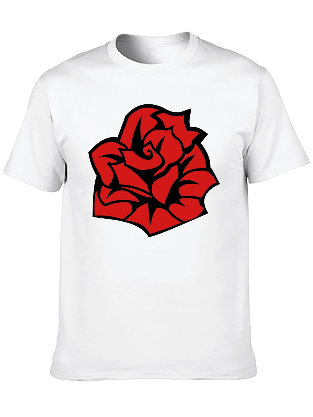Bold Red Rose Graphic Black T-Shirt