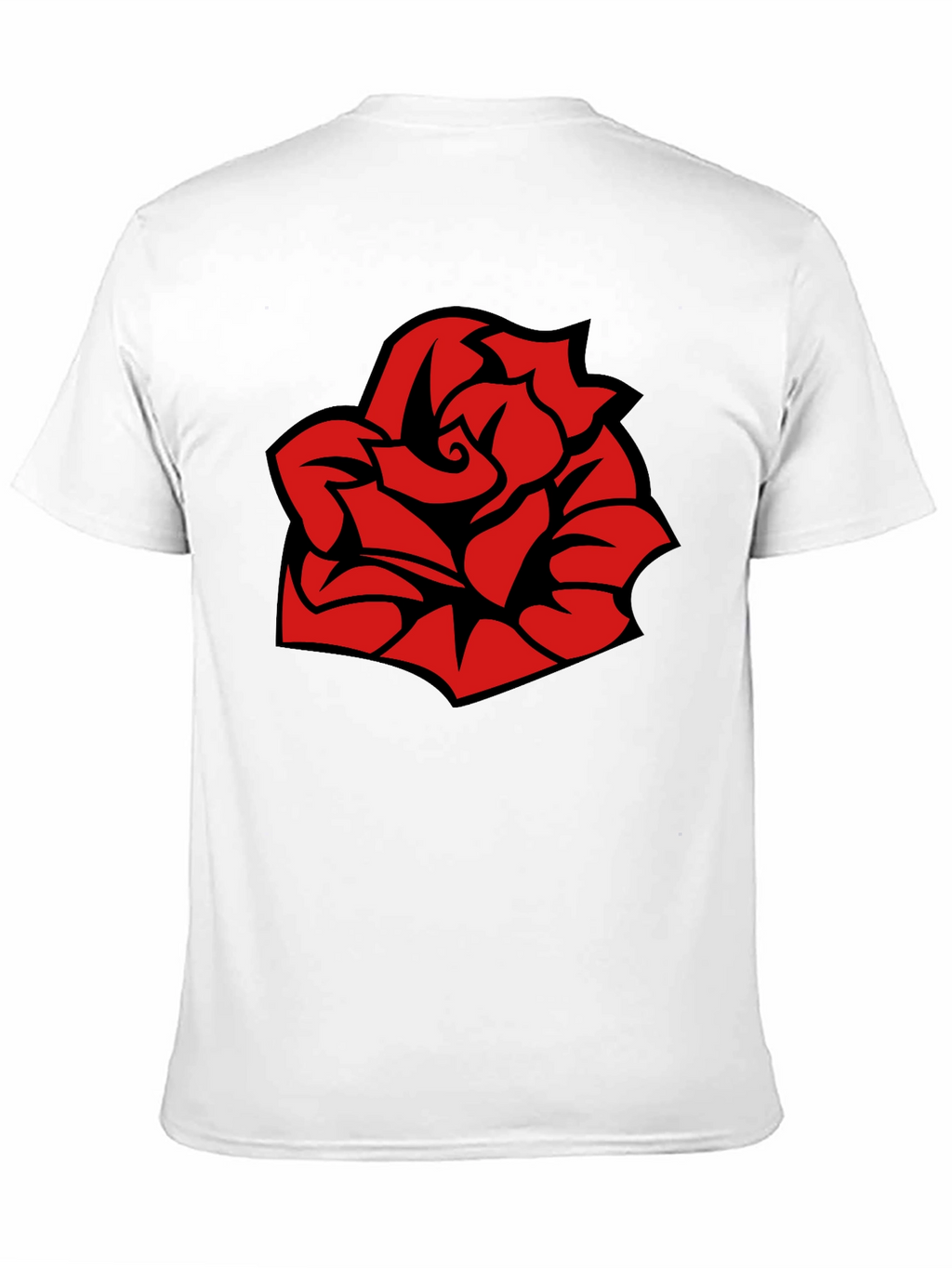 Bold Red Rose Graphic Black T-Shirt