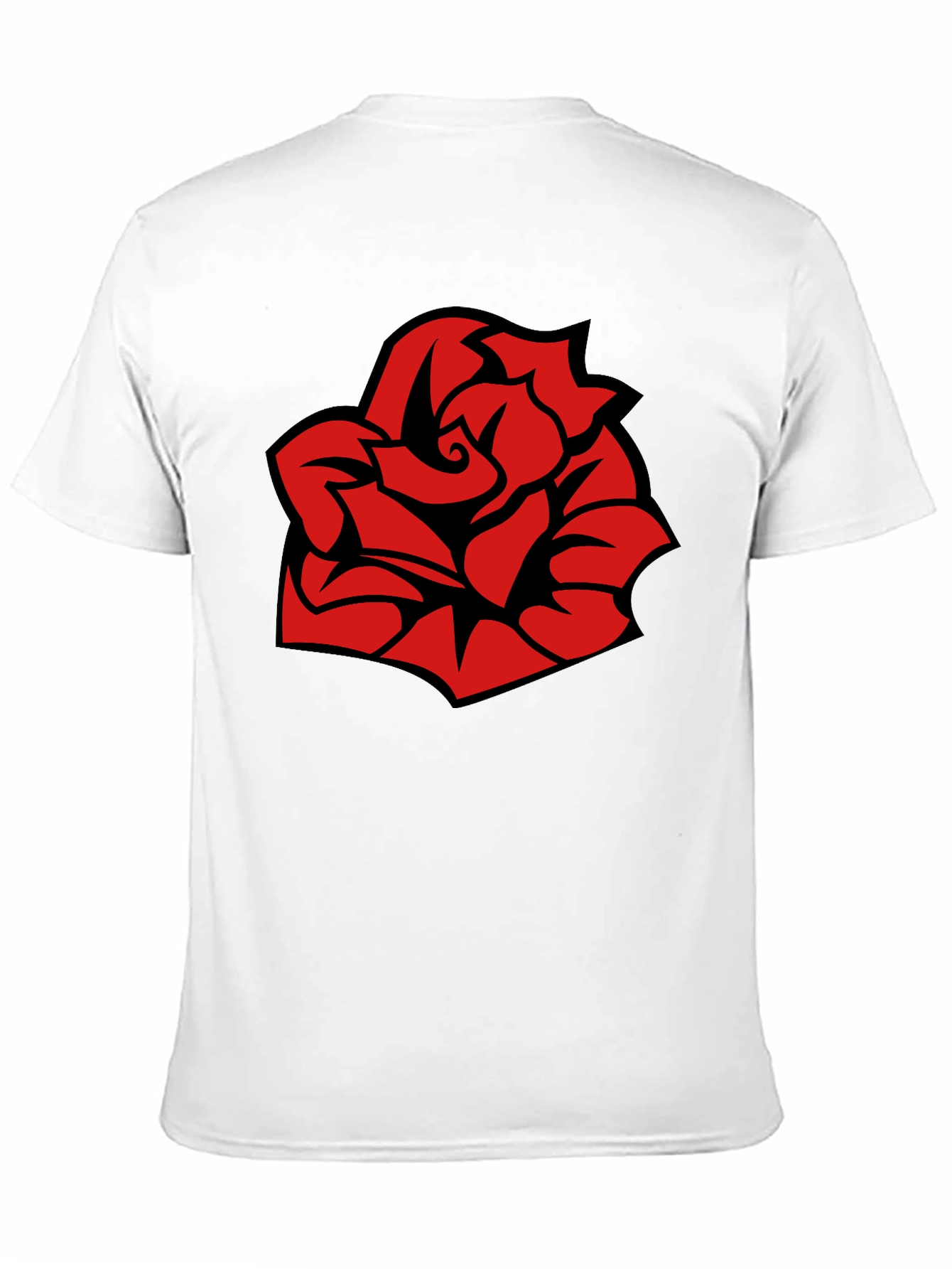 Bold Red Rose Graphic Black T-Shirt