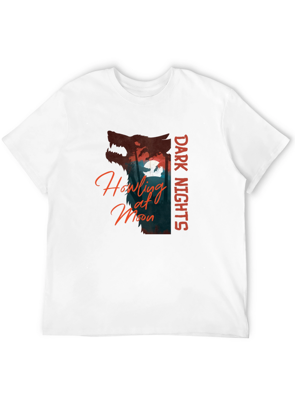 Dark Nights Howling at Moon Graphic T-Shirt