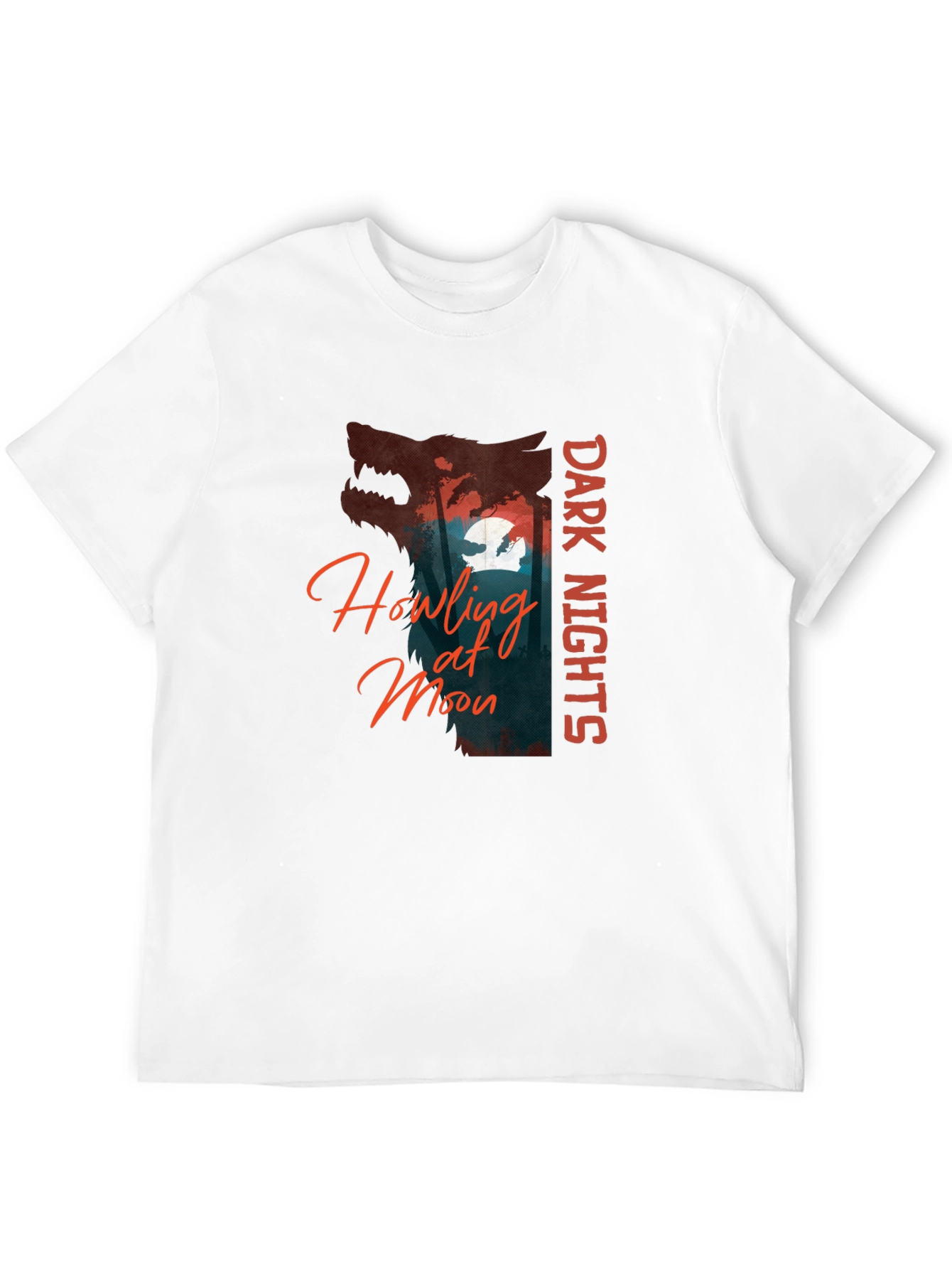 Dark Nights Howling at Moon Graphic T-Shirt