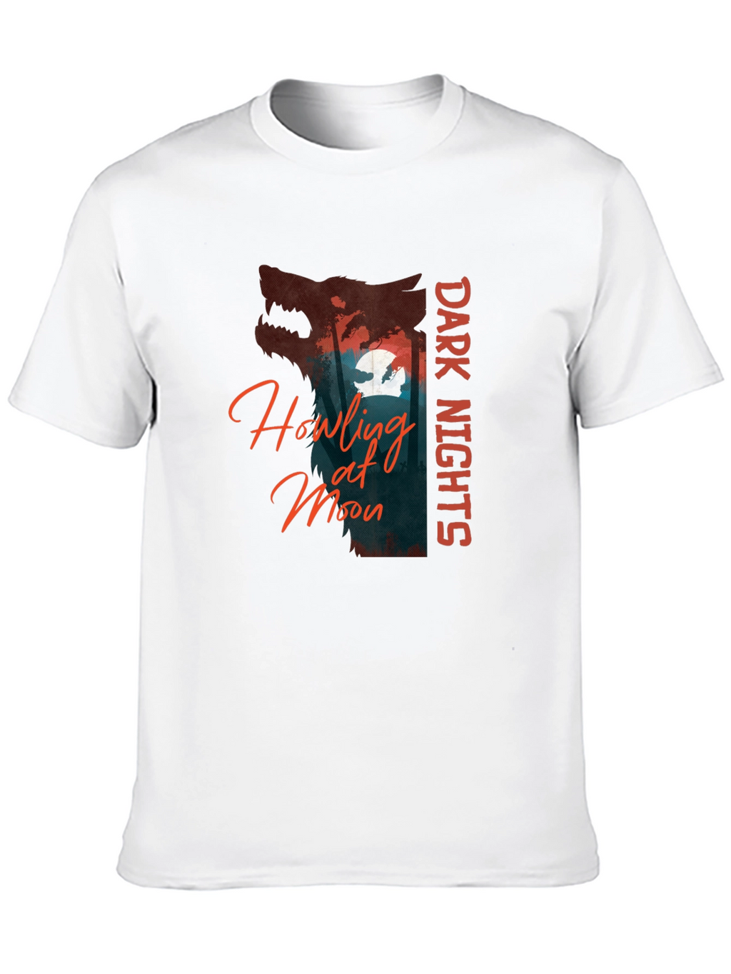 Dark Nights Howling at Moon Graphic T-Shirt