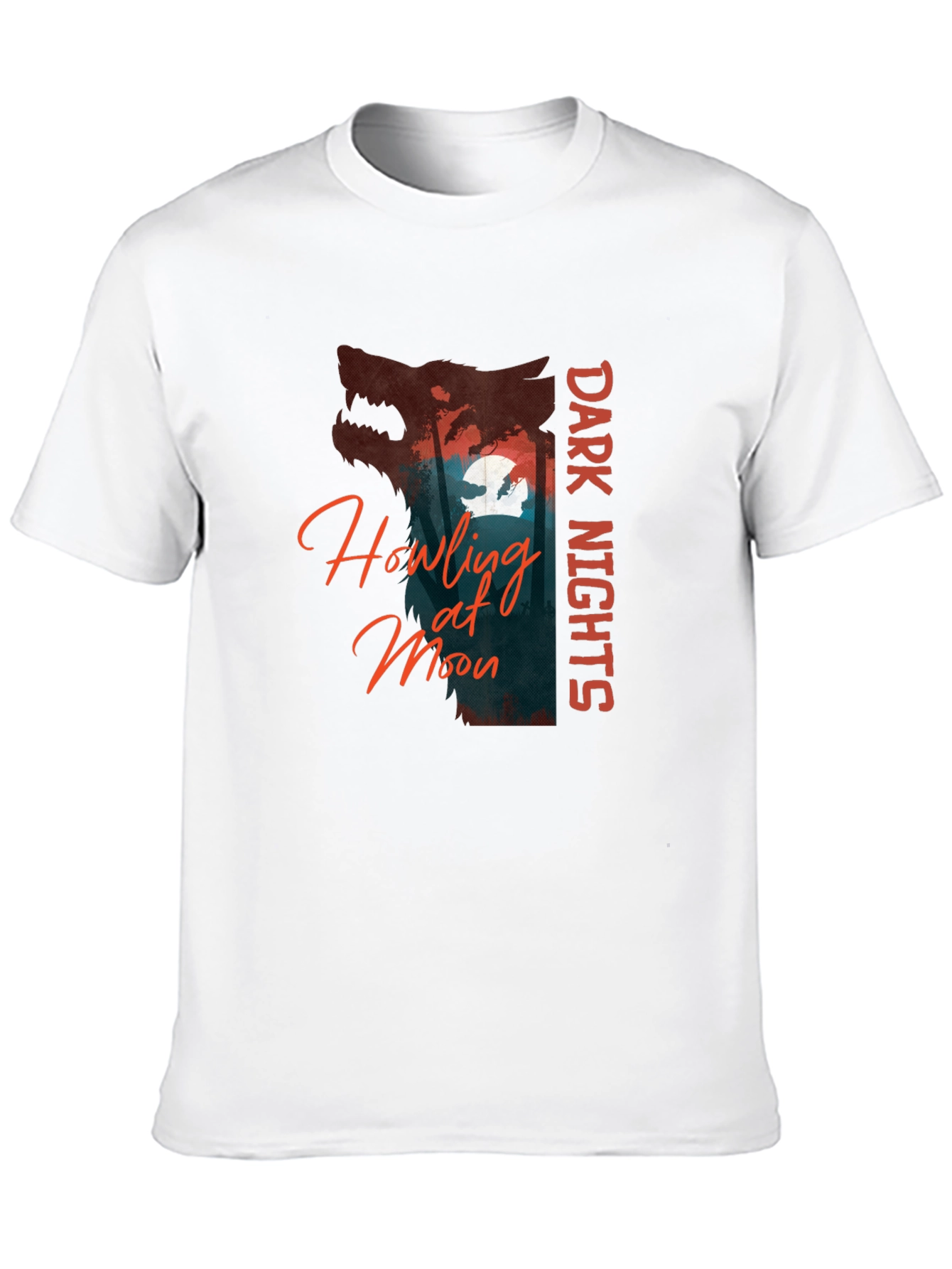 Dark Nights Howling at Moon Graphic T-Shirt