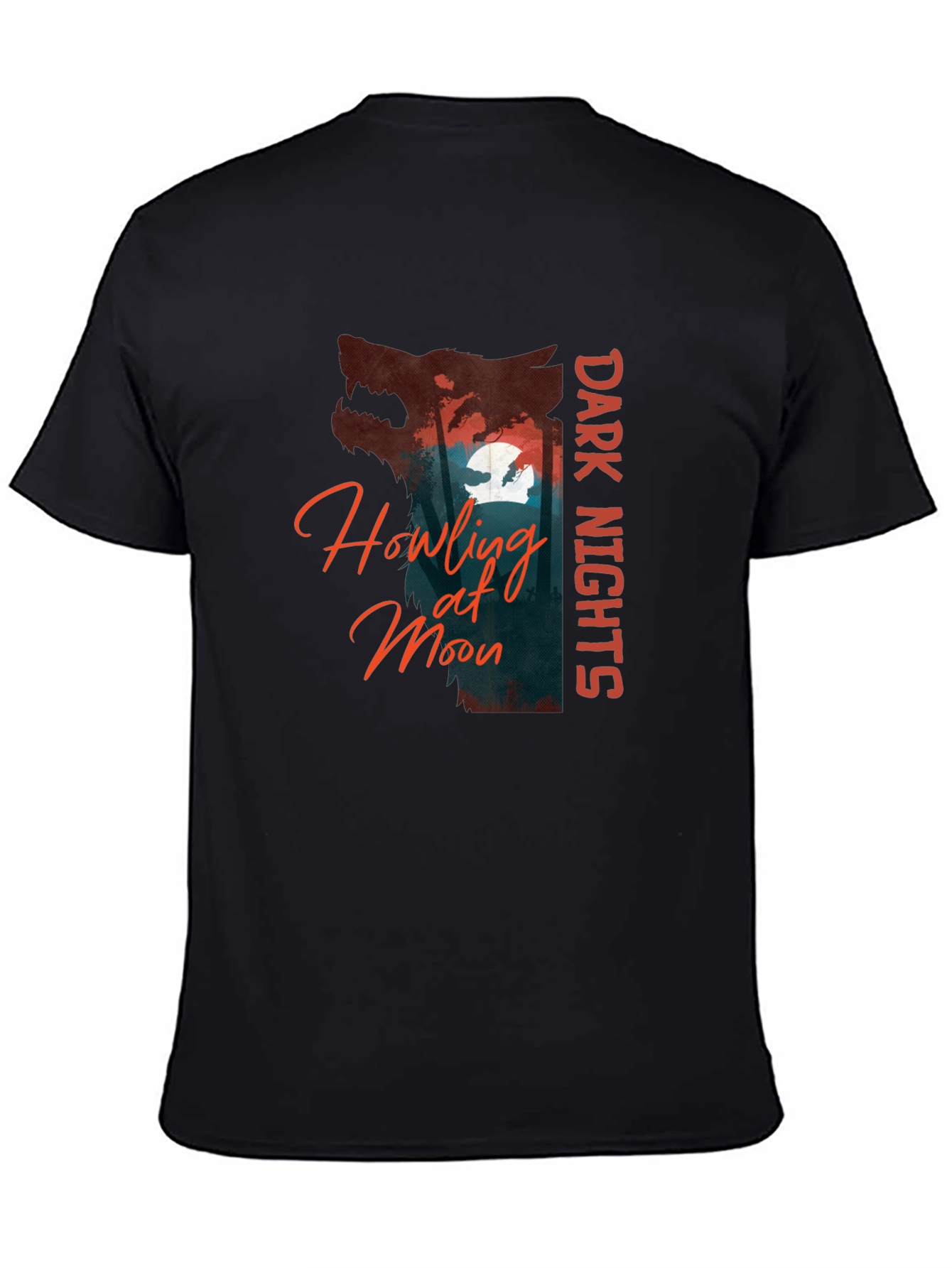 Dark Nights Howling at Moon Graphic T-Shirt