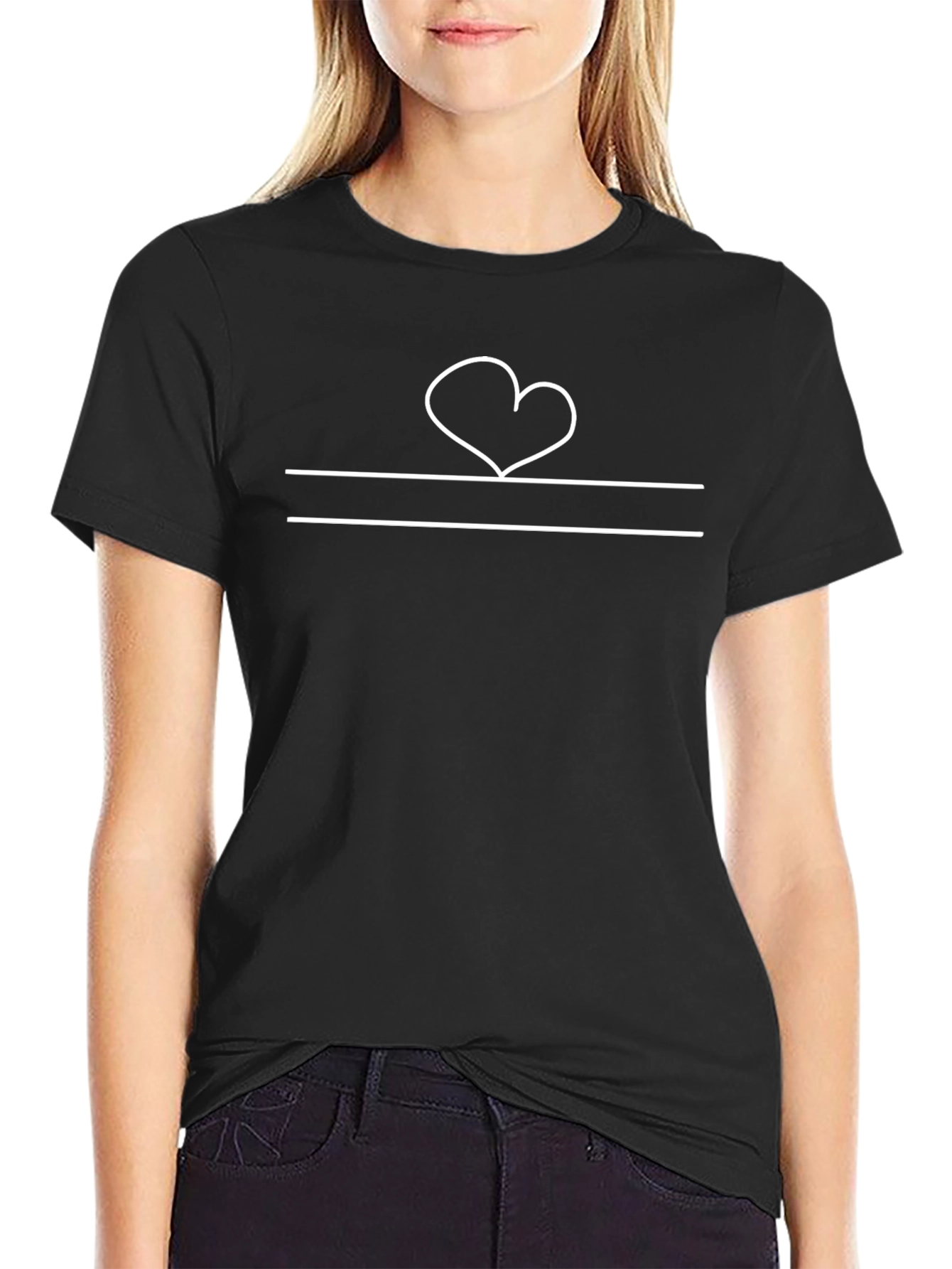 Heart and Lines Graphic Tee - Stylish Casual Wear