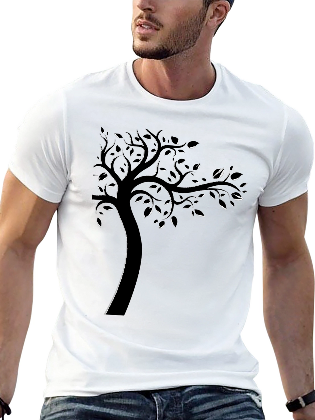 Abstract Tree Graphic Print Crew Neck T-Shirt