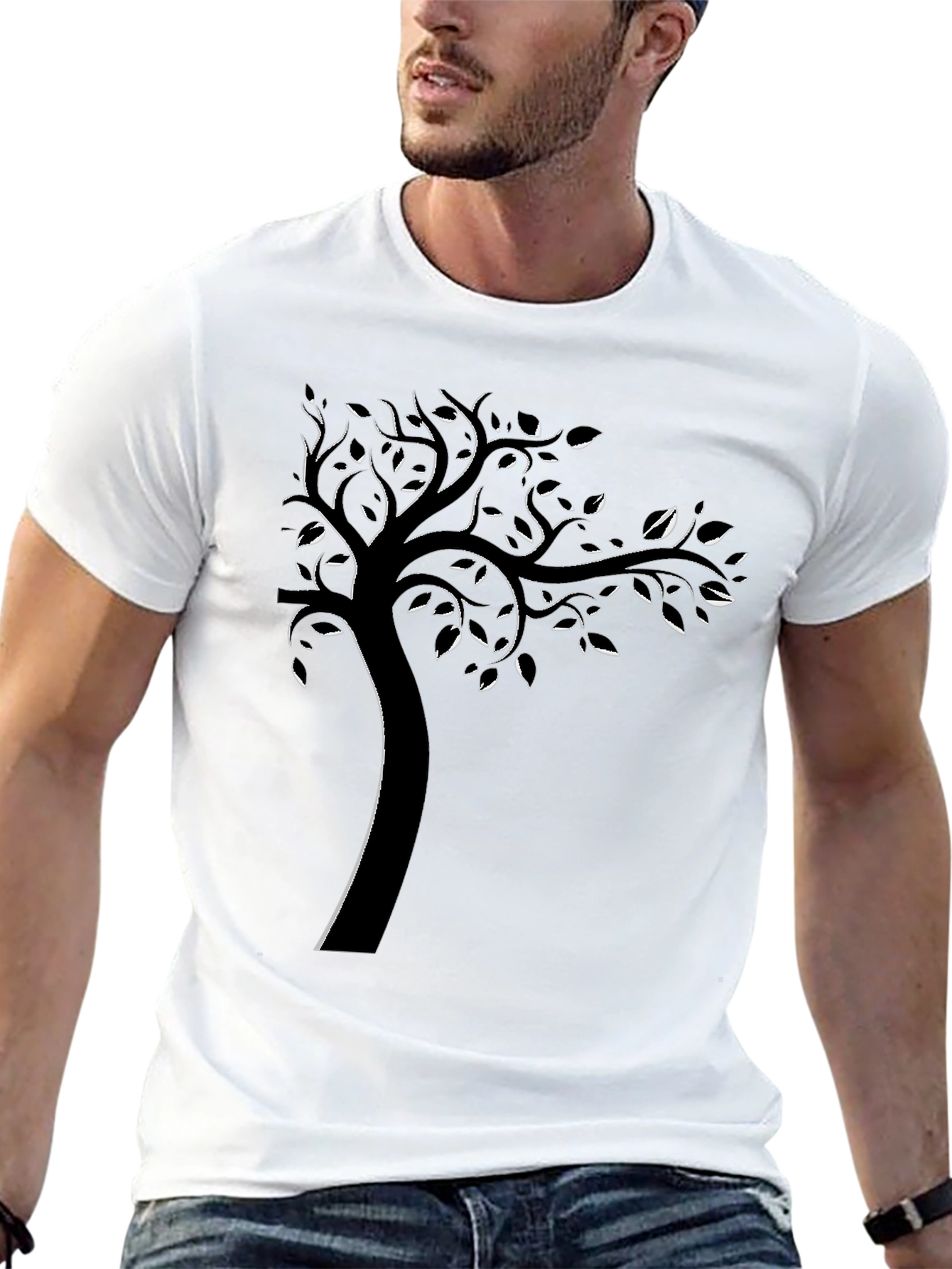 Abstract Tree Graphic Print Crew Neck T-Shirt