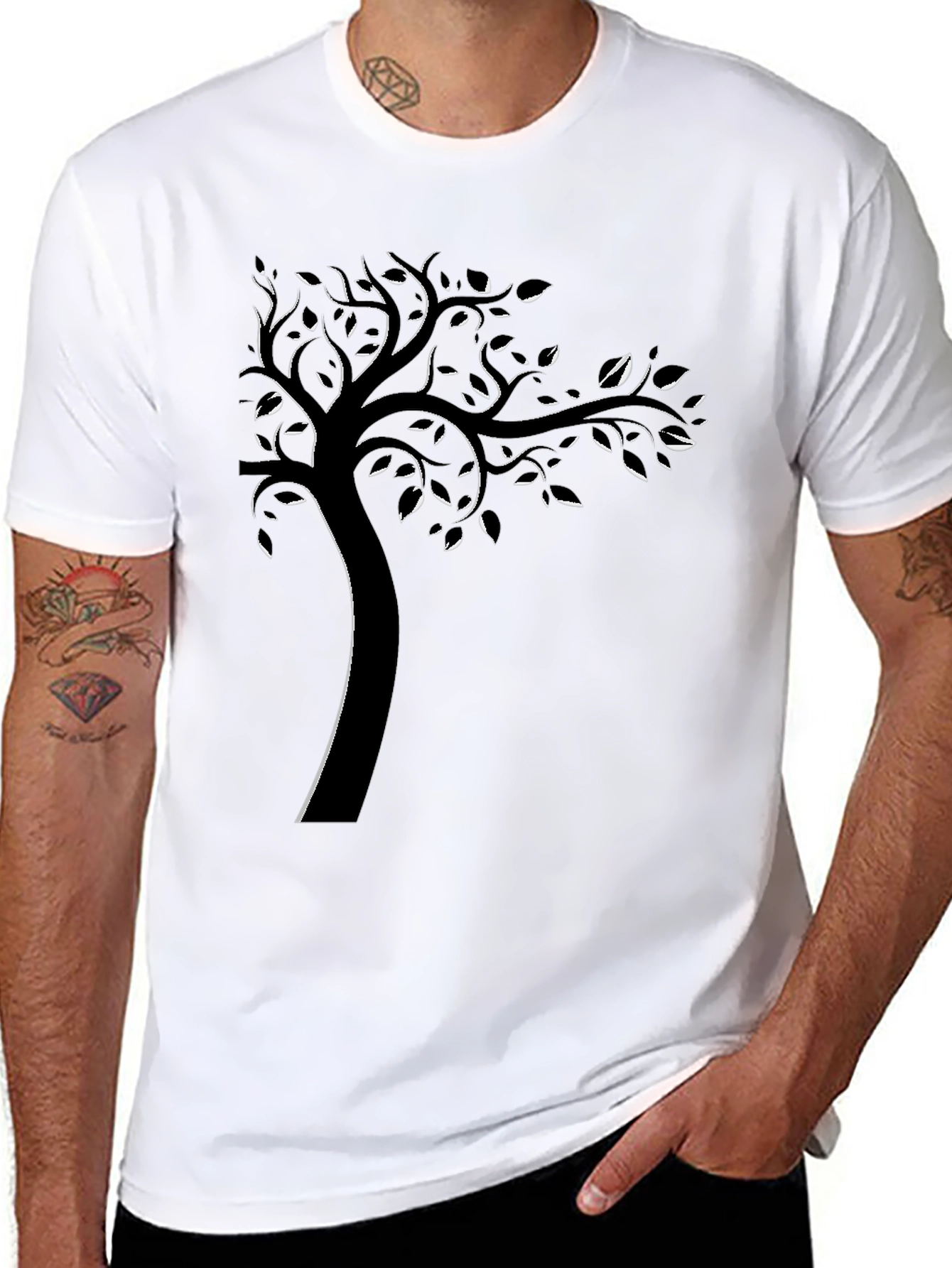 Abstract Tree Graphic Print Crew Neck T-Shirt