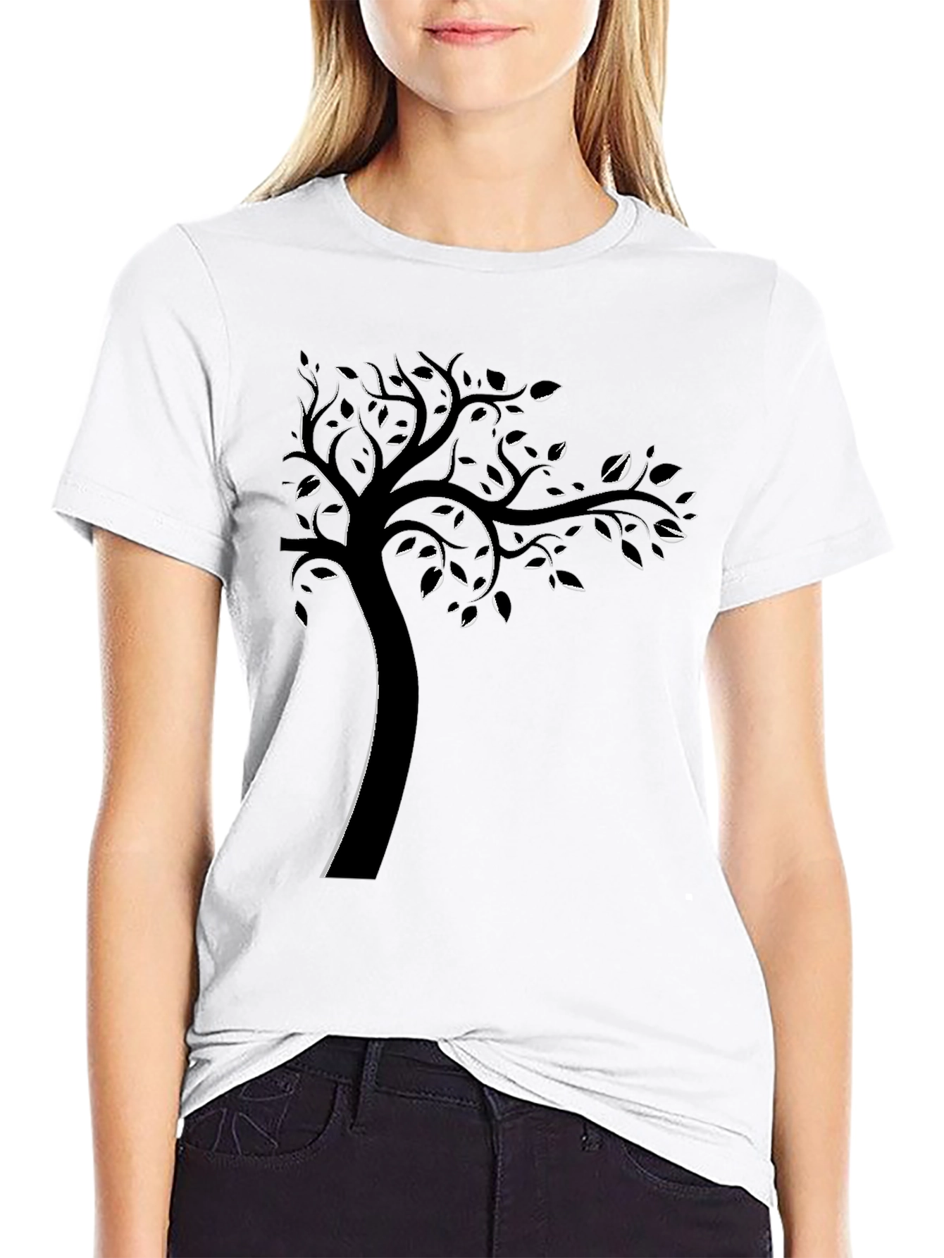 Abstract Tree Graphic Print Crew Neck T-Shirt