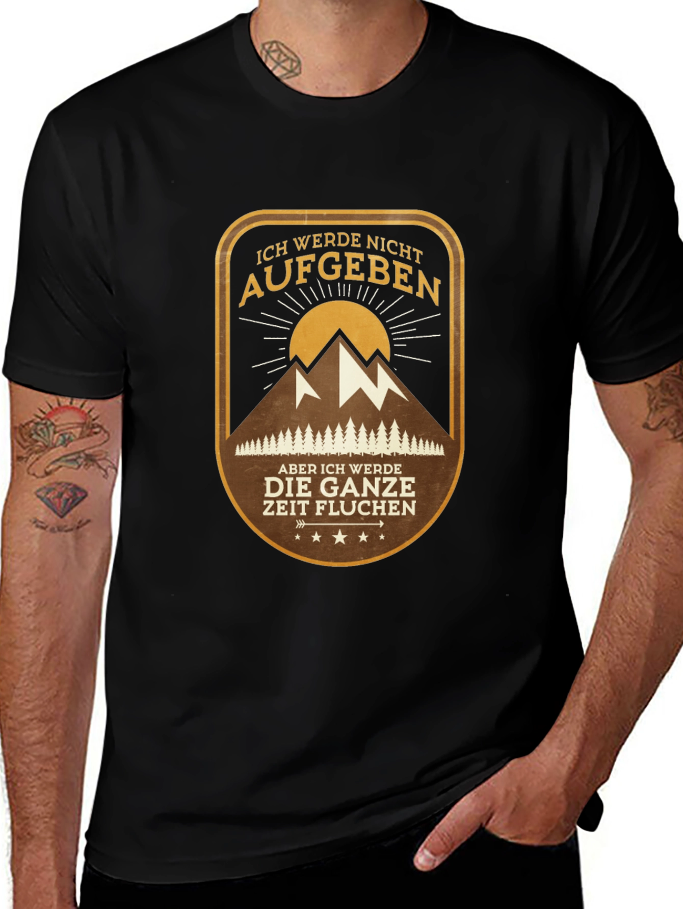 Mountain Hiking Graphic Tee - Never Give Up