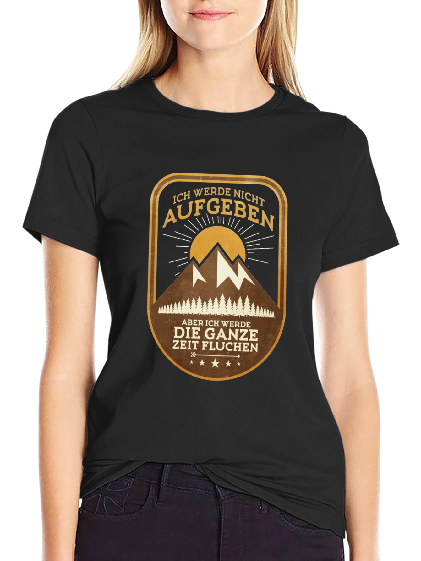 Mountain Hiking Graphic Tee - Never Give Up