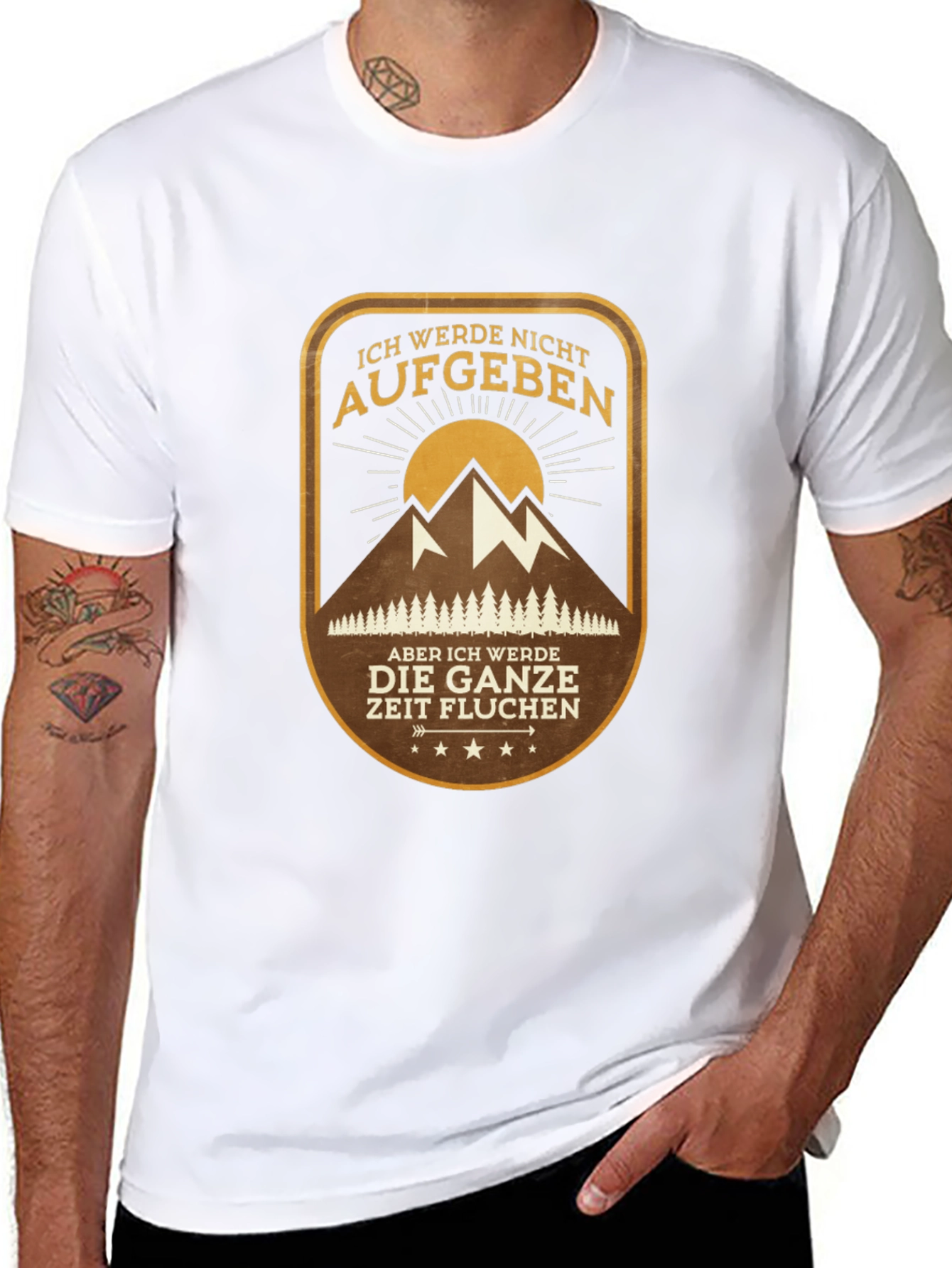 Mountain Hiking Graphic Tee - Never Give Up