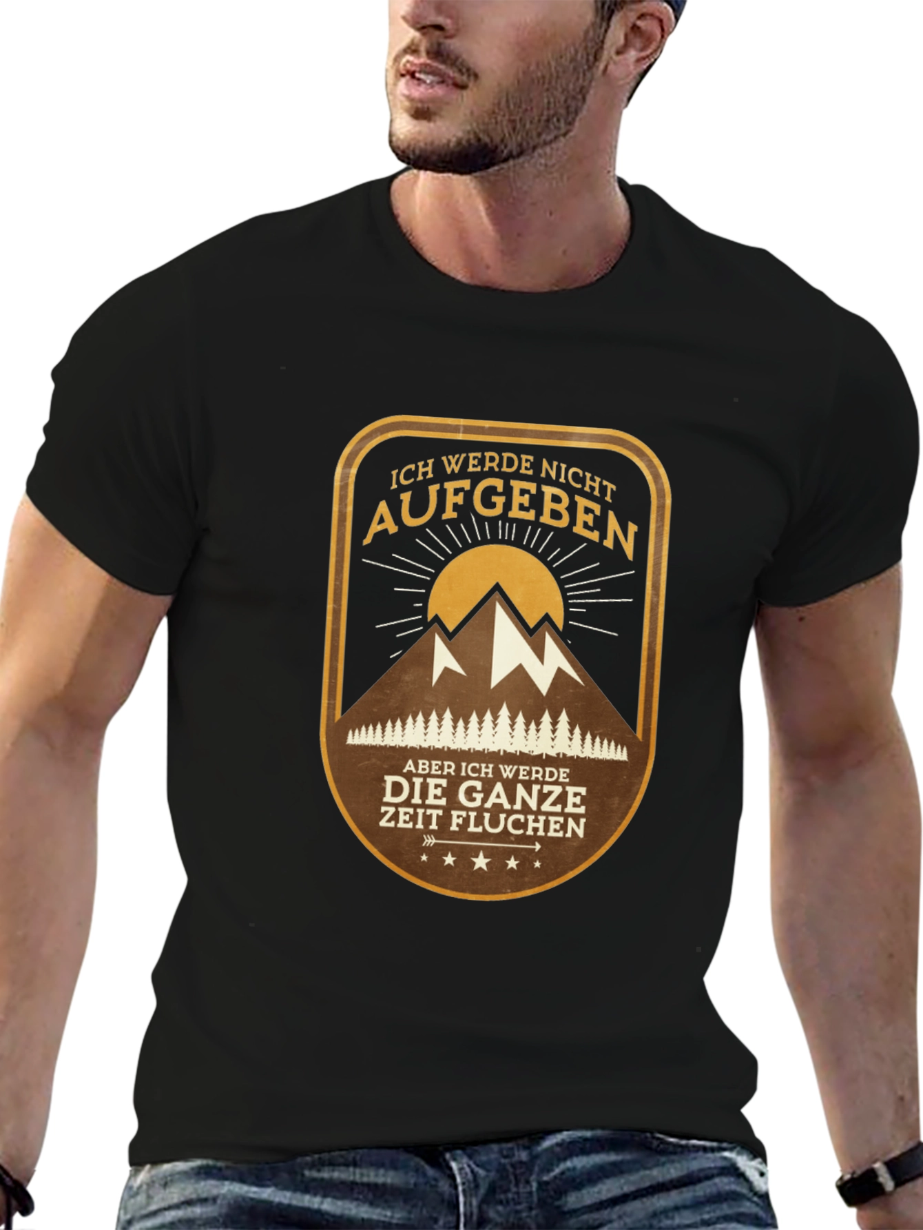 Mountain Hiking Graphic Tee - Never Give Up
