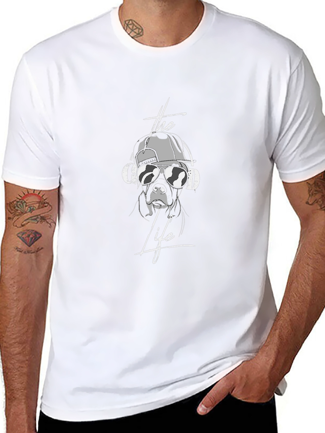 Dog in Shades Graphic Tee - Cool Canine Style