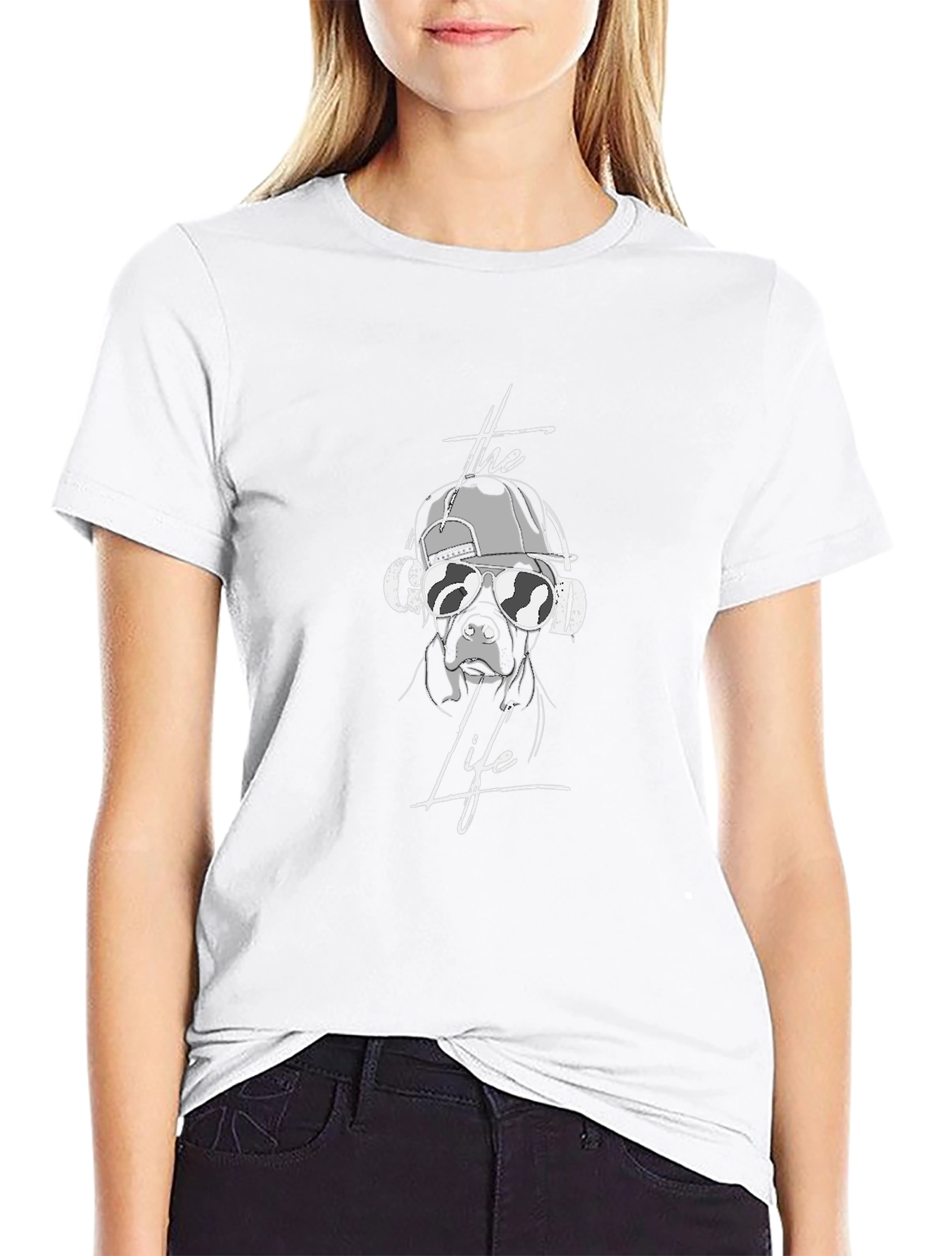 Dog in Shades Graphic Tee - Cool Canine Style