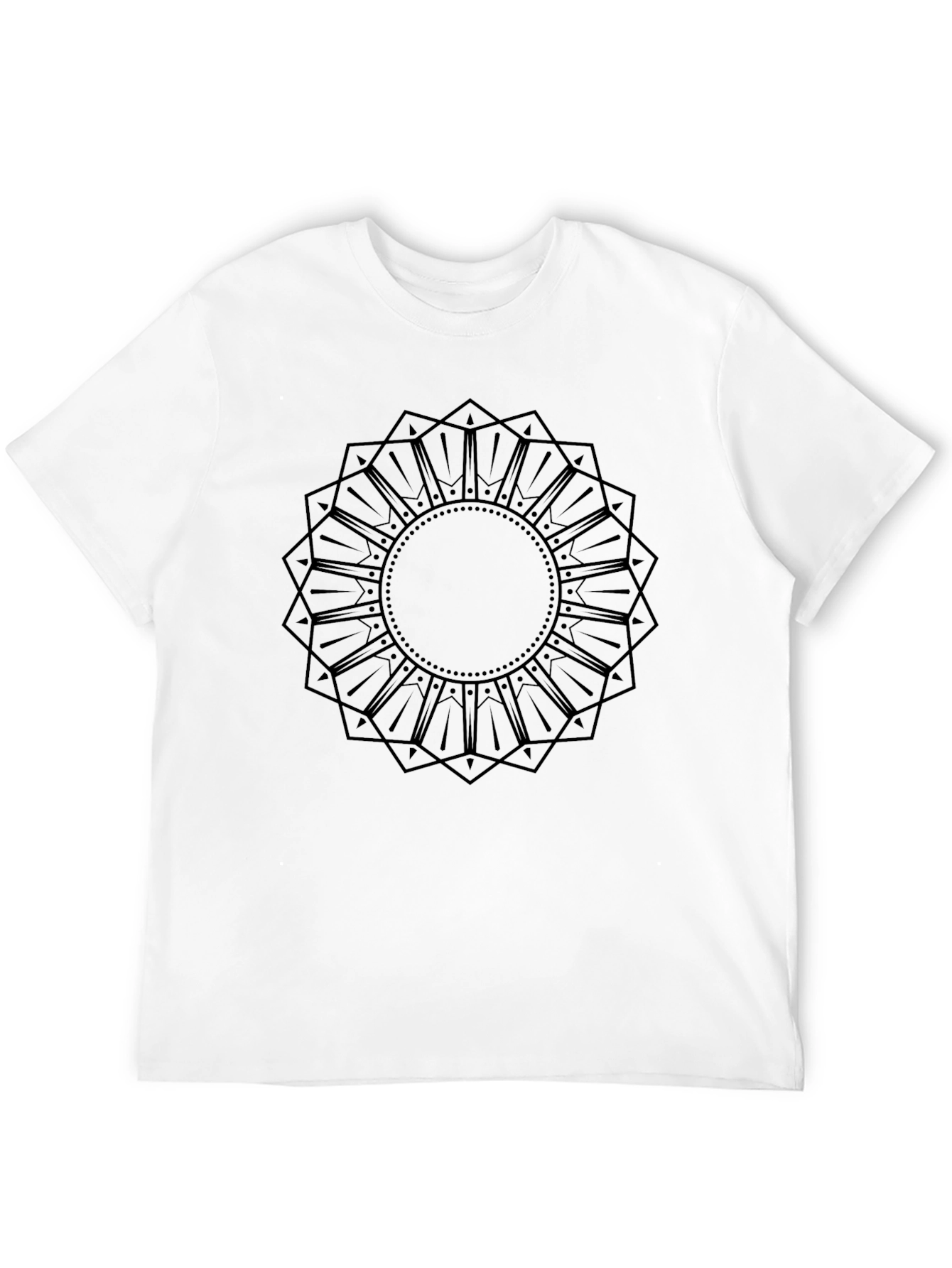 Geometric Mandala Graphic Print Black T-Shirt