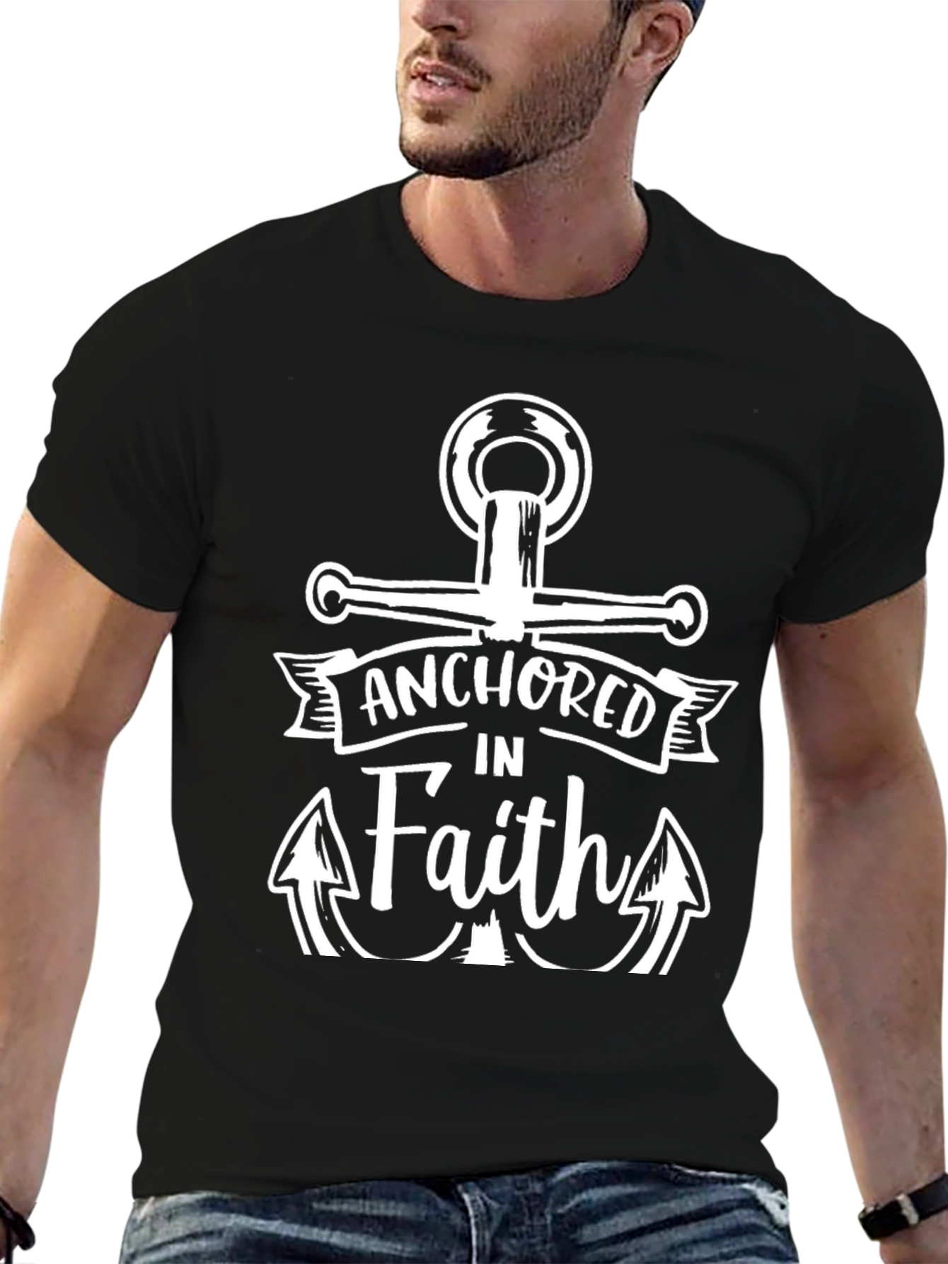 Anchored in Faith Black T-Shirt
