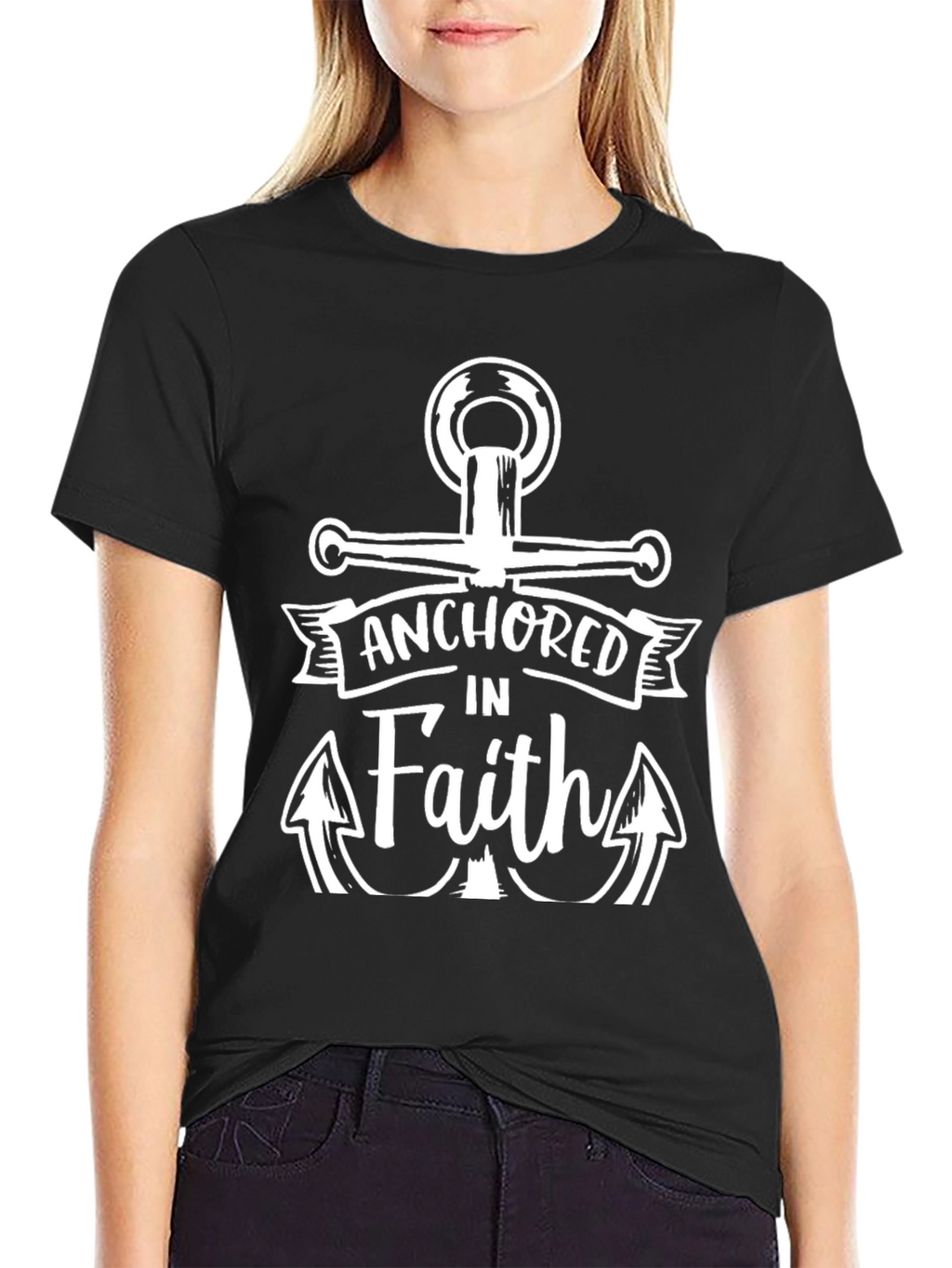 Anchored in Faith Black T-Shirt