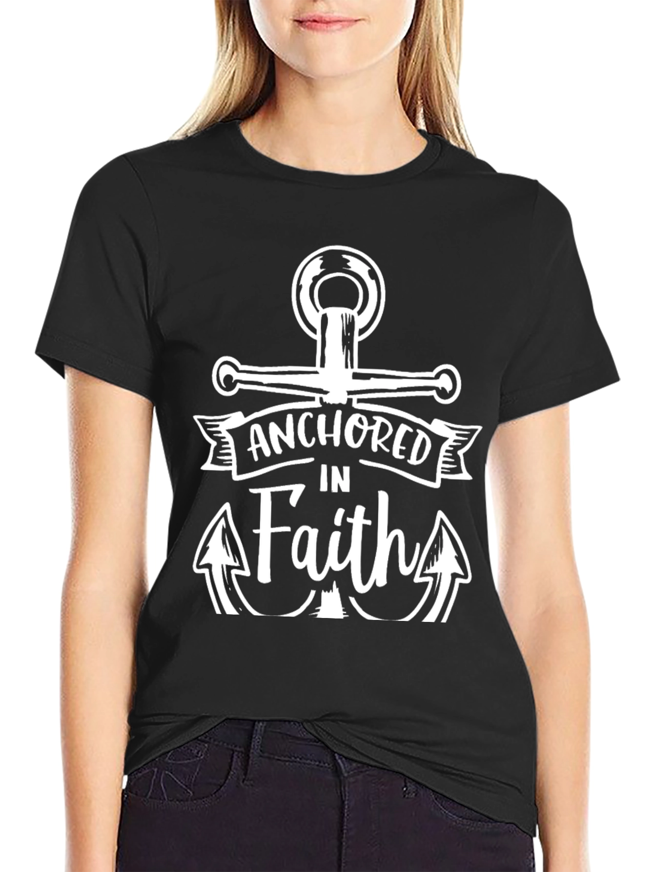 Anchored in Faith Black T-Shirt