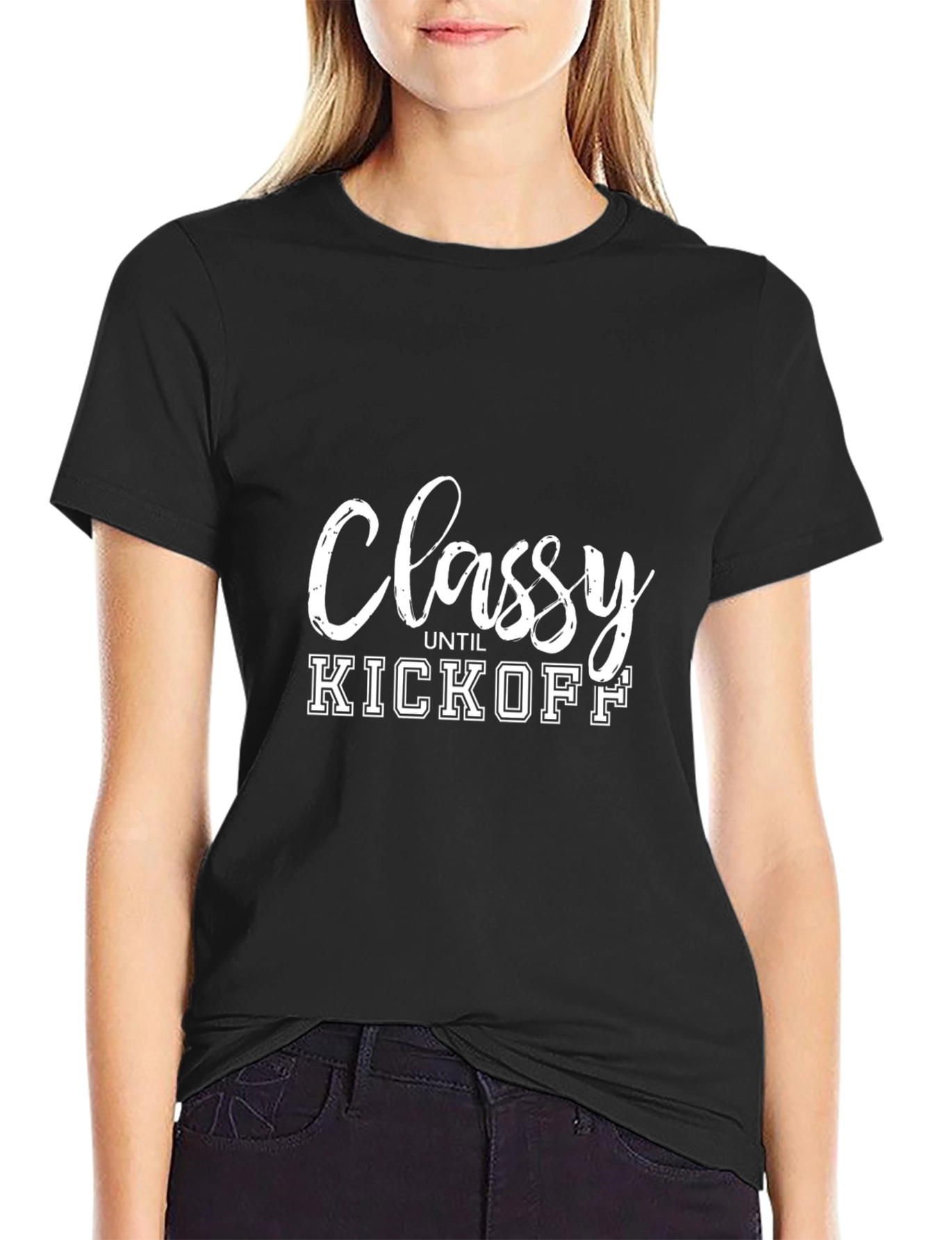 Classy Until Kickoff Black Graphic Tee