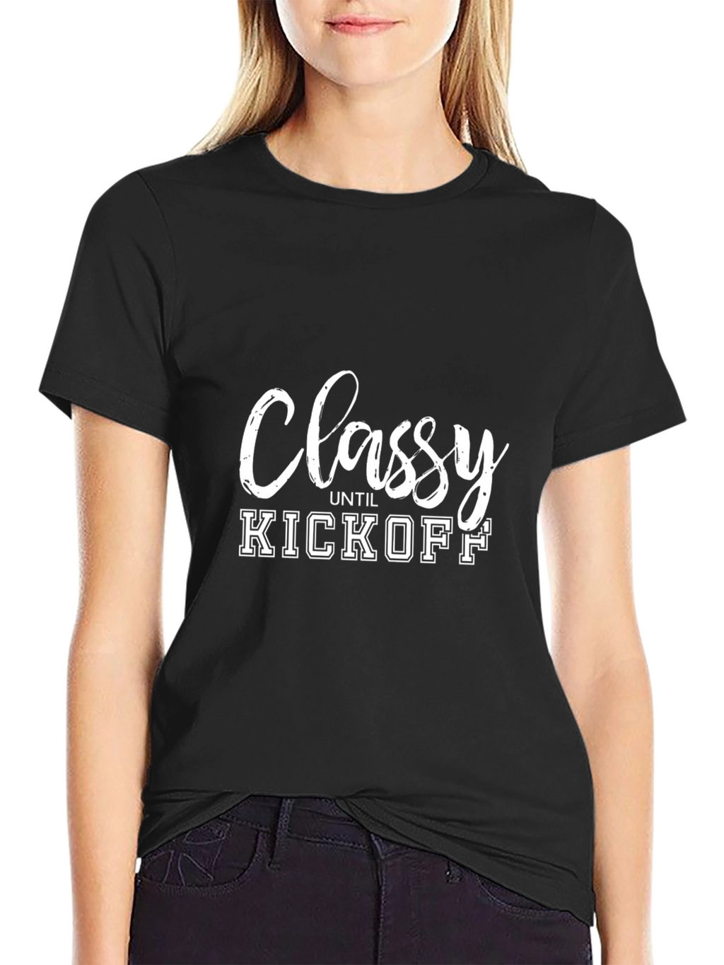 Classy Until Kickoff Black Graphic Tee