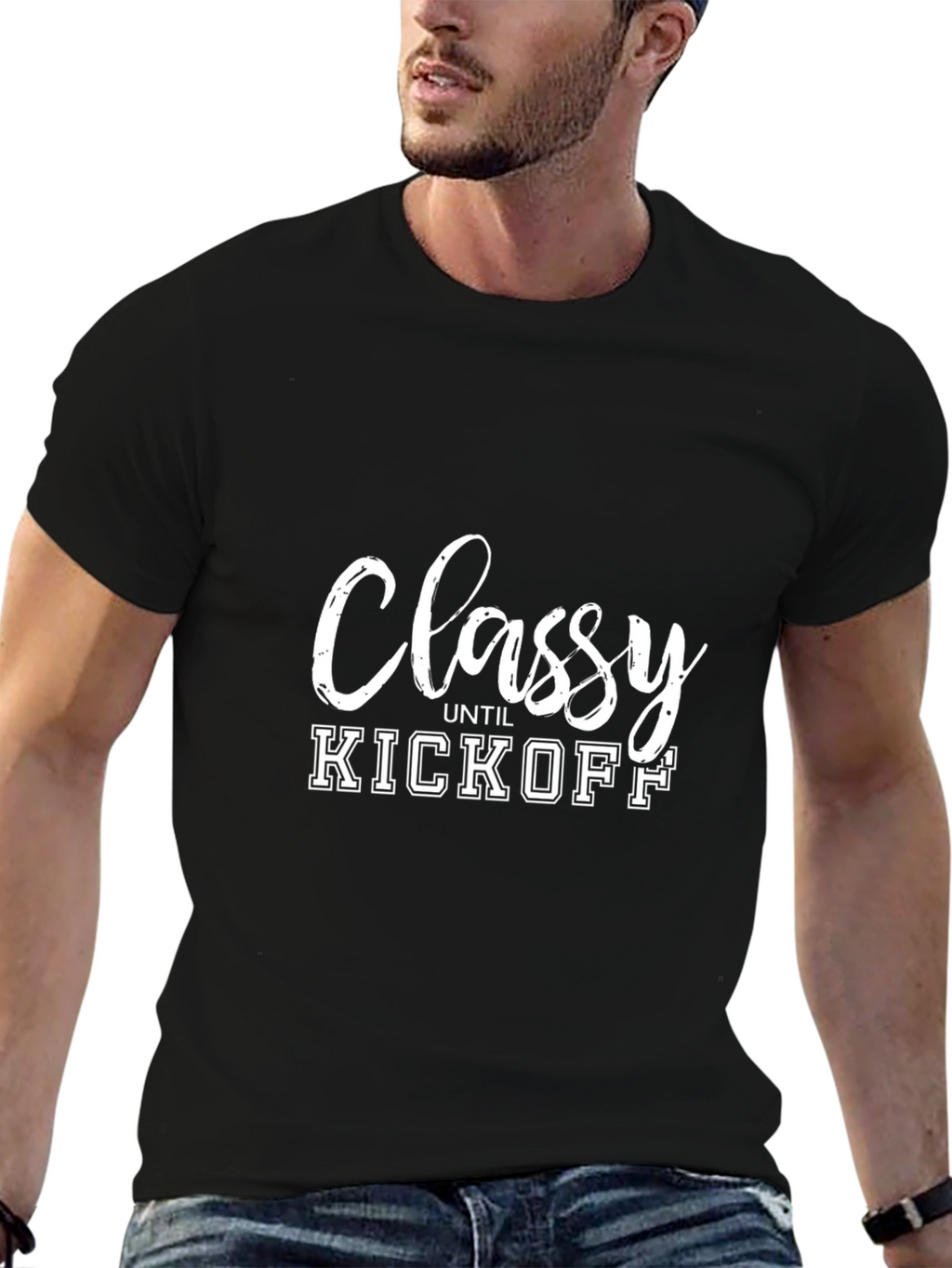 Classy Until Kickoff Black Graphic Tee