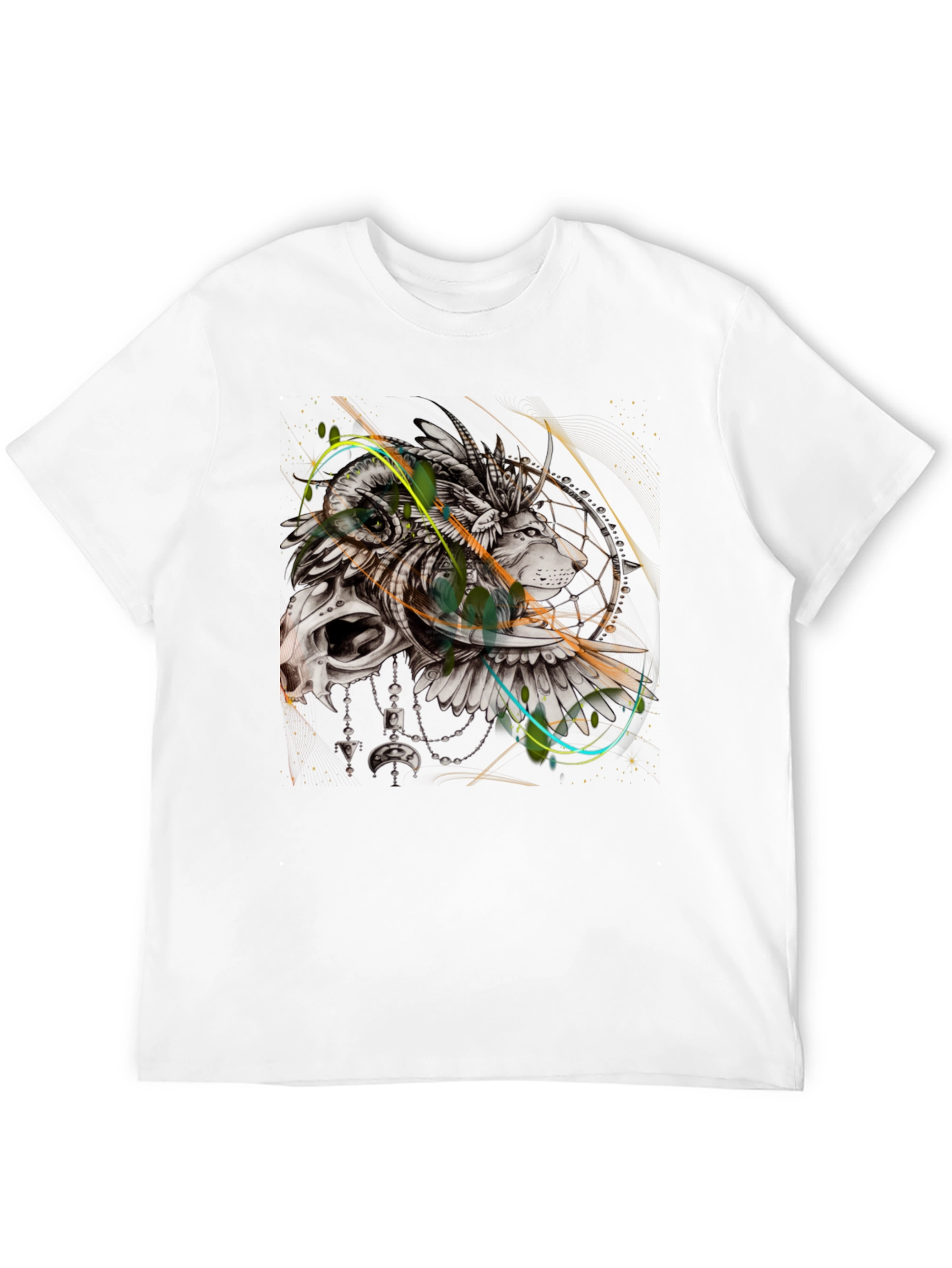Lion Dreamcatcher Graphic Black T-Shirt