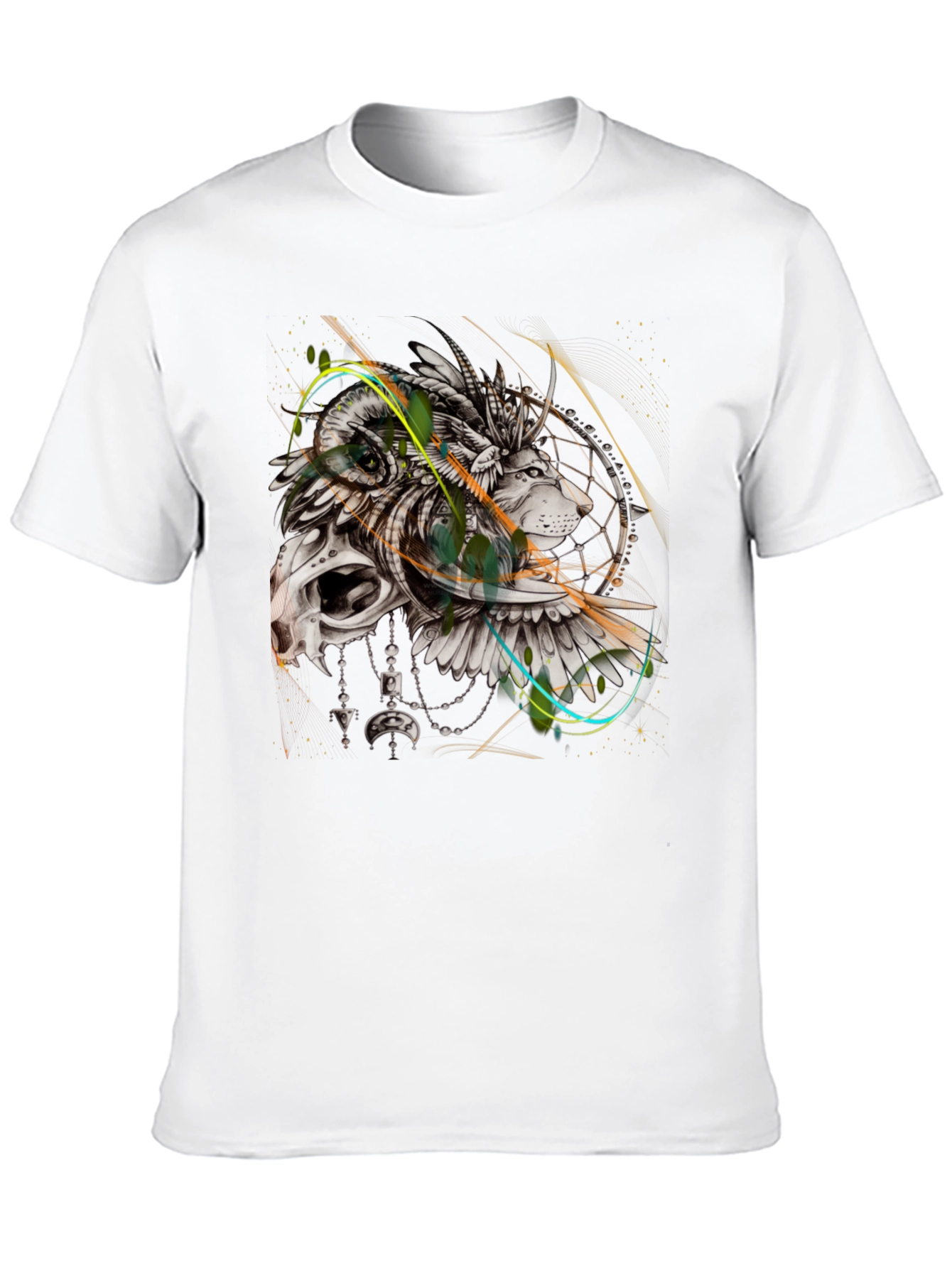 Lion Dreamcatcher Graphic Black T-Shirt