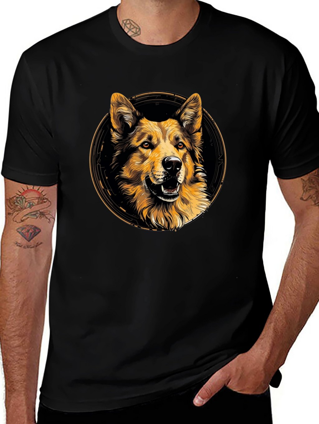 Dog Graphic Print Crew Neck T-Shirt
