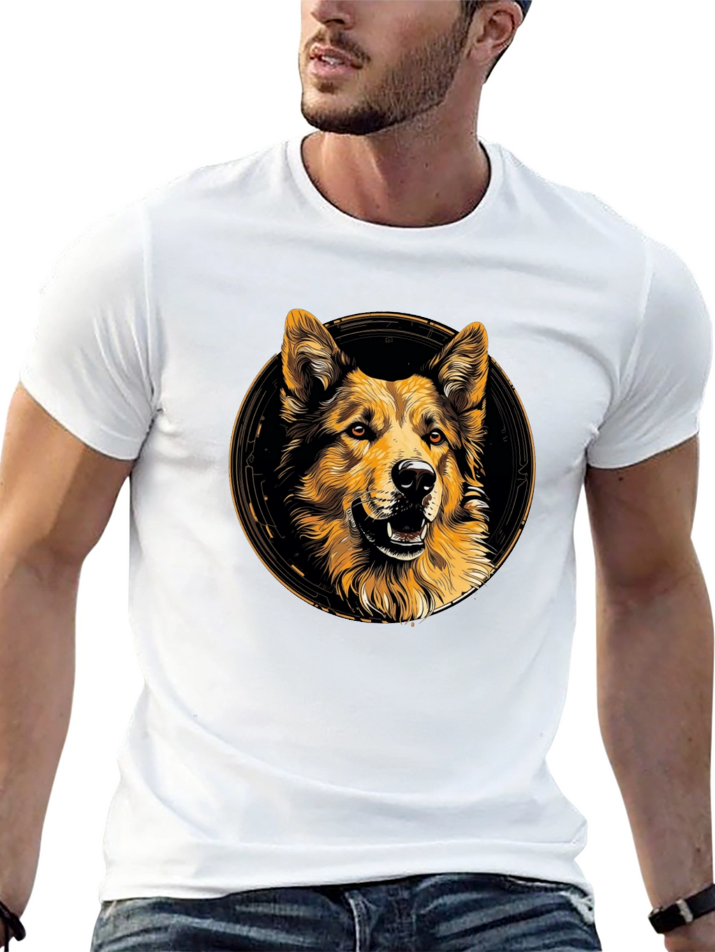 Dog Graphic Print Crew Neck T-Shirt