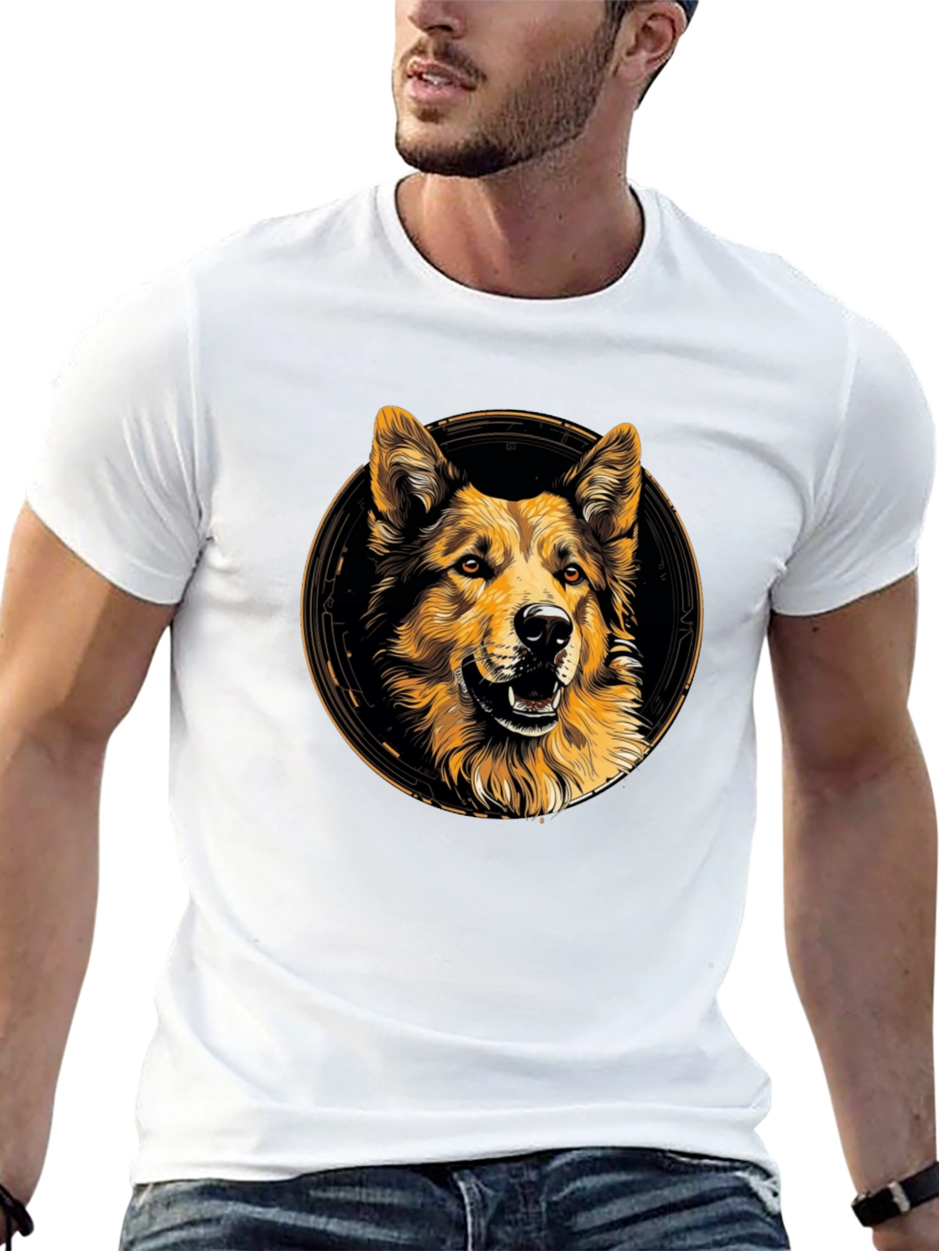 Dog Graphic Print Crew Neck T-Shirt