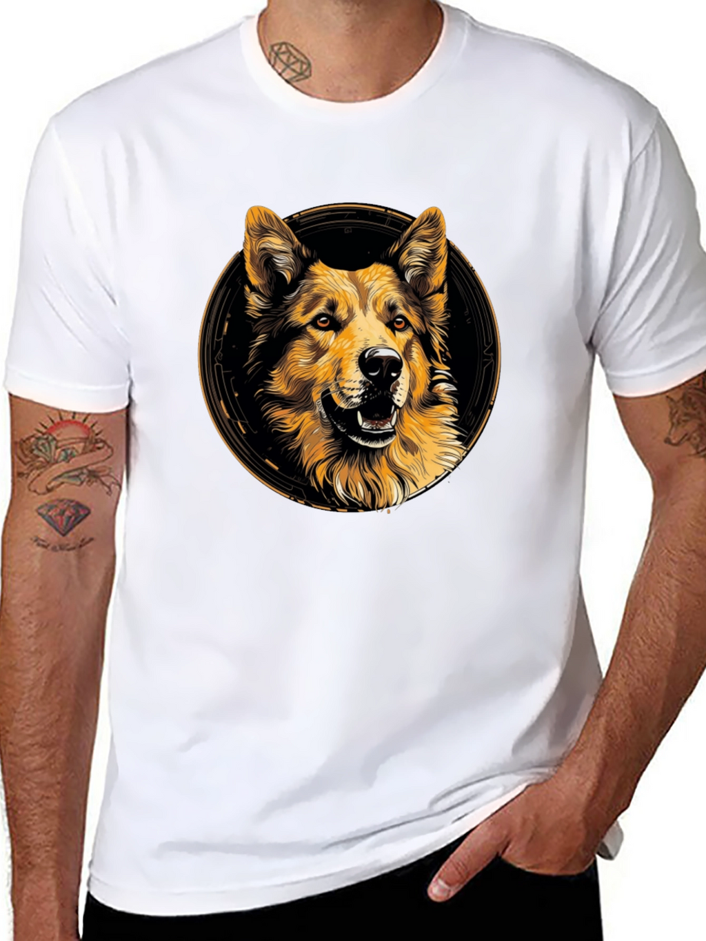 Dog Graphic Print Crew Neck T-Shirt