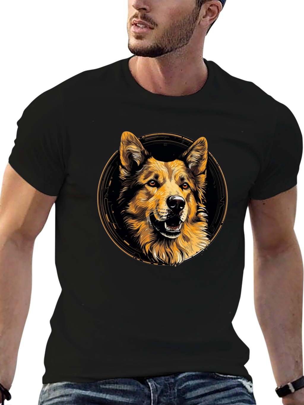 Dog Graphic Print Crew Neck T-Shirt