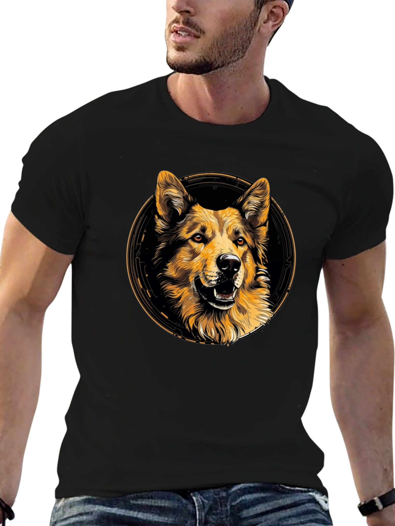 Dog Graphic Print Crew Neck T-Shirt