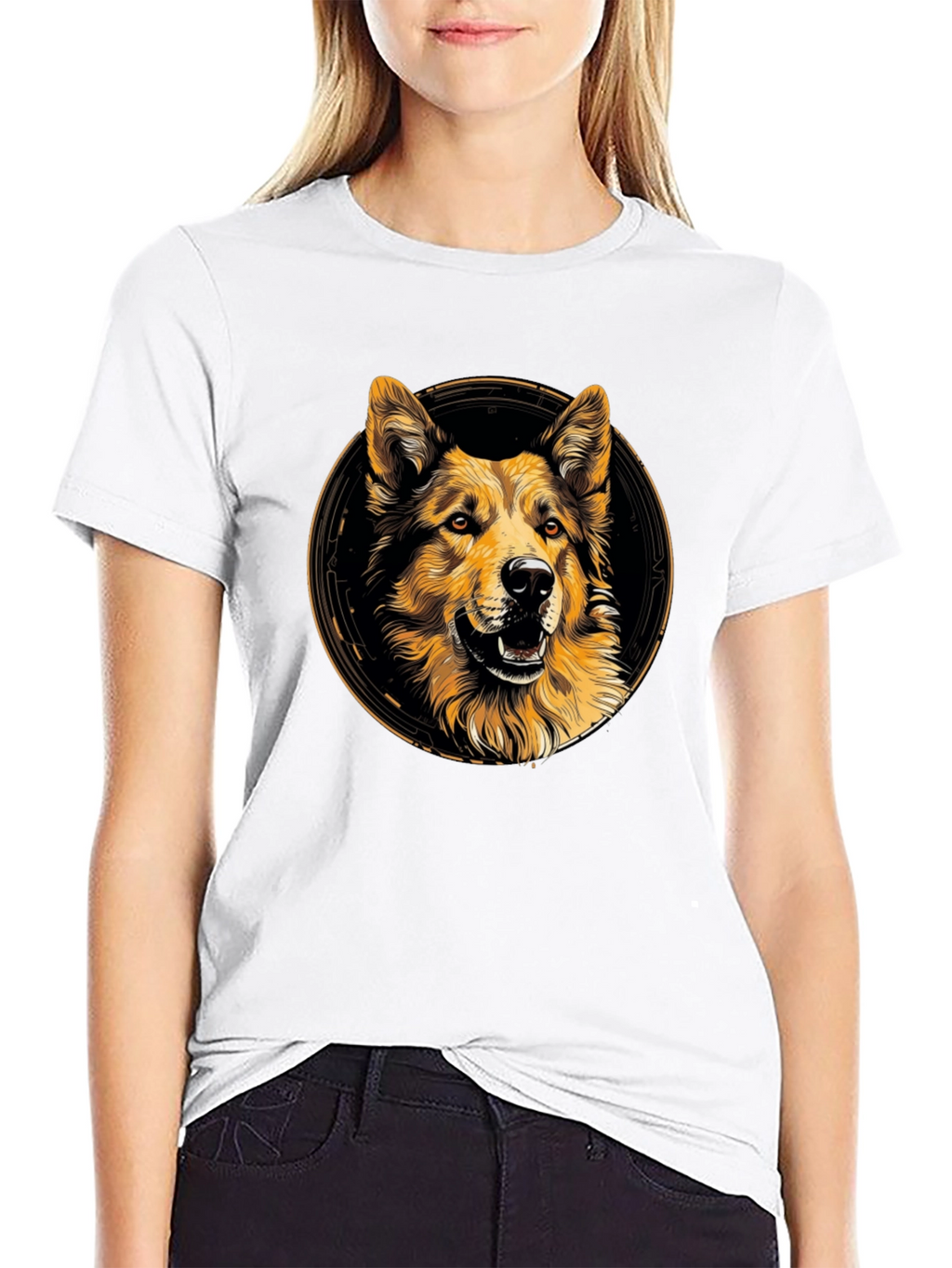 Dog Graphic Print Crew Neck T-Shirt