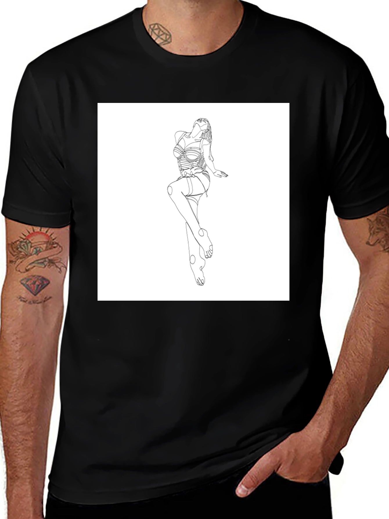 Line Art Graphic Tee - Modern Minimalist Design