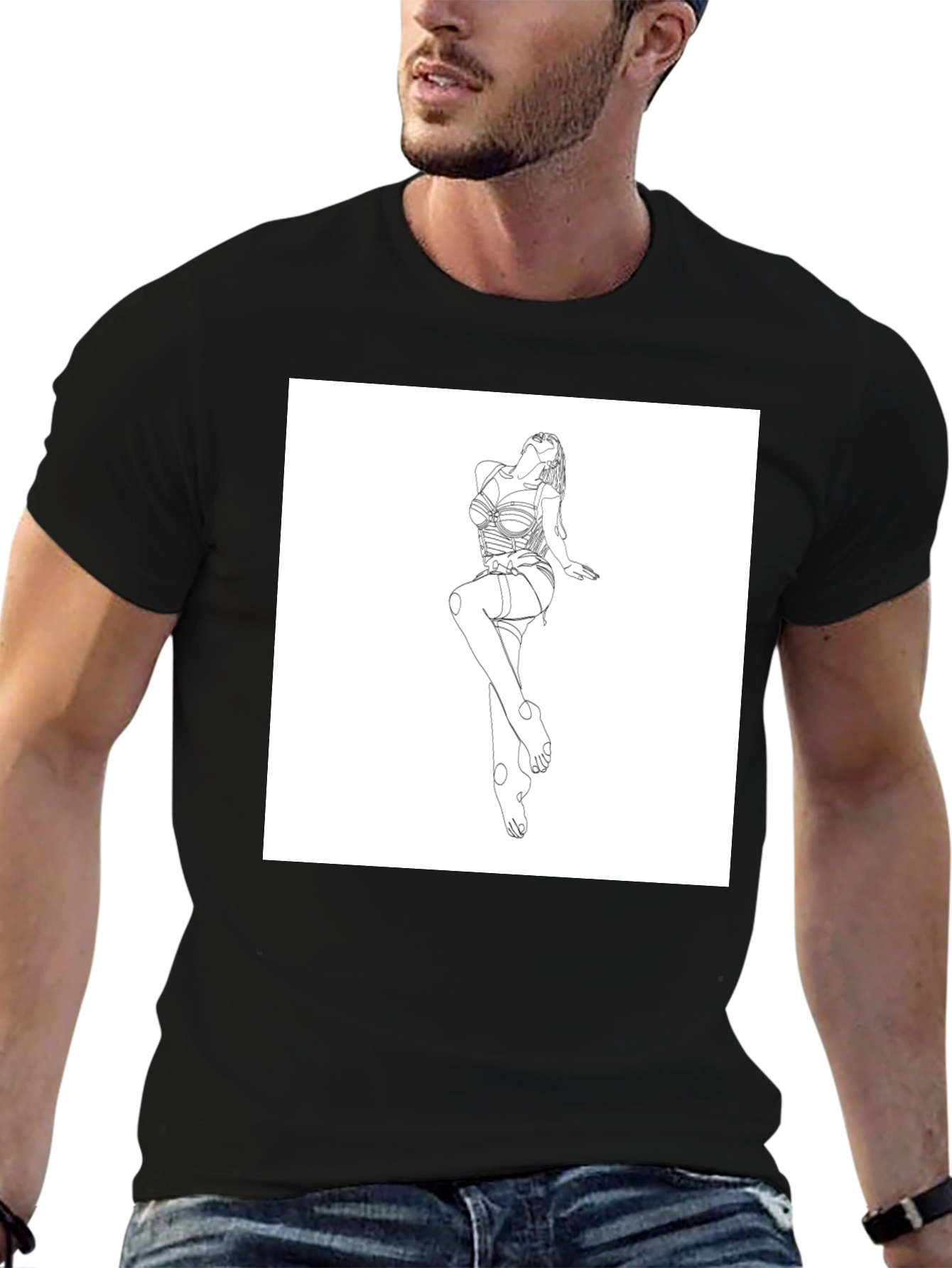 Line Art Graphic Tee - Modern Minimalist Design