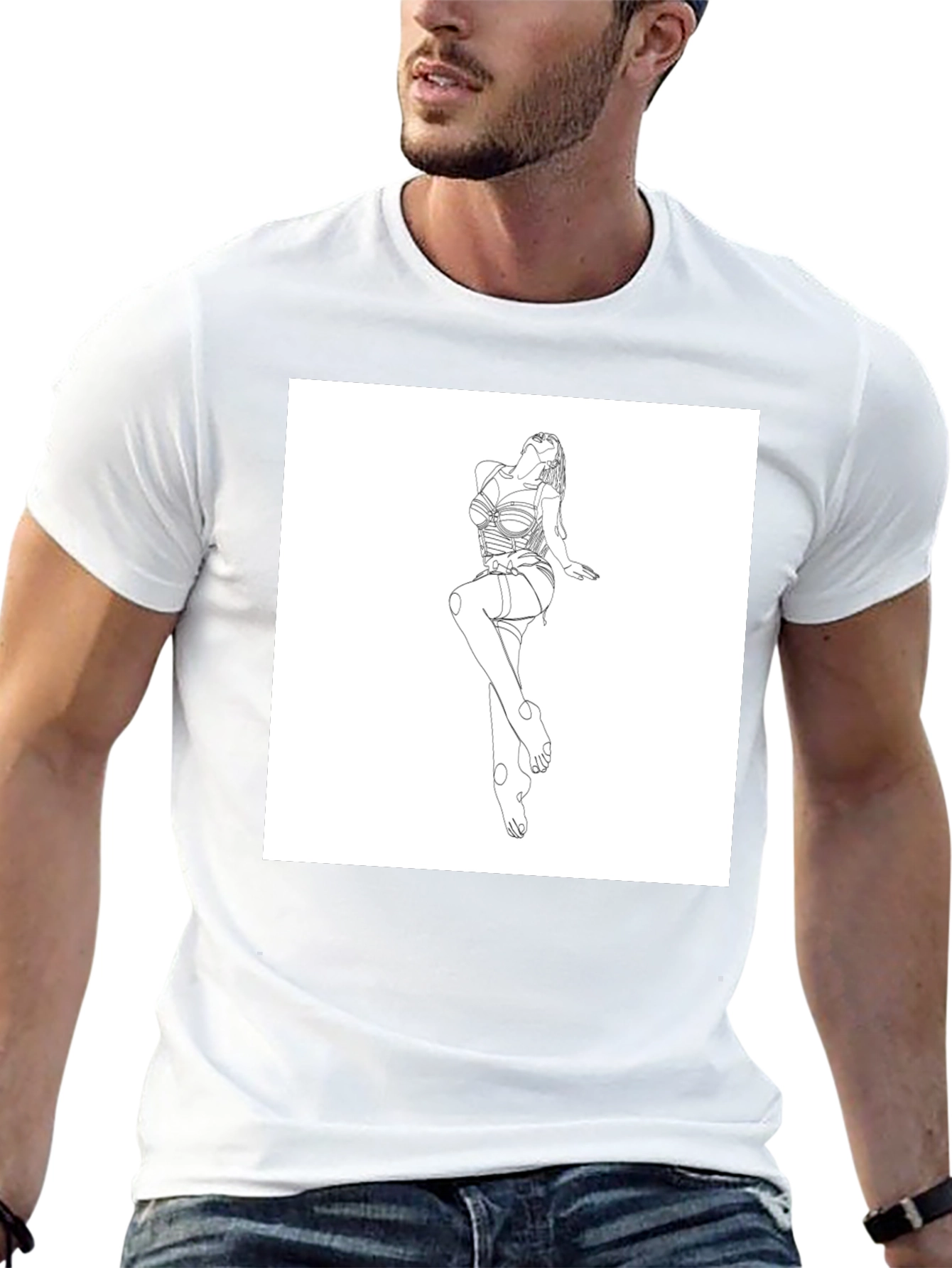 Line Art Graphic Tee - Modern Minimalist Design