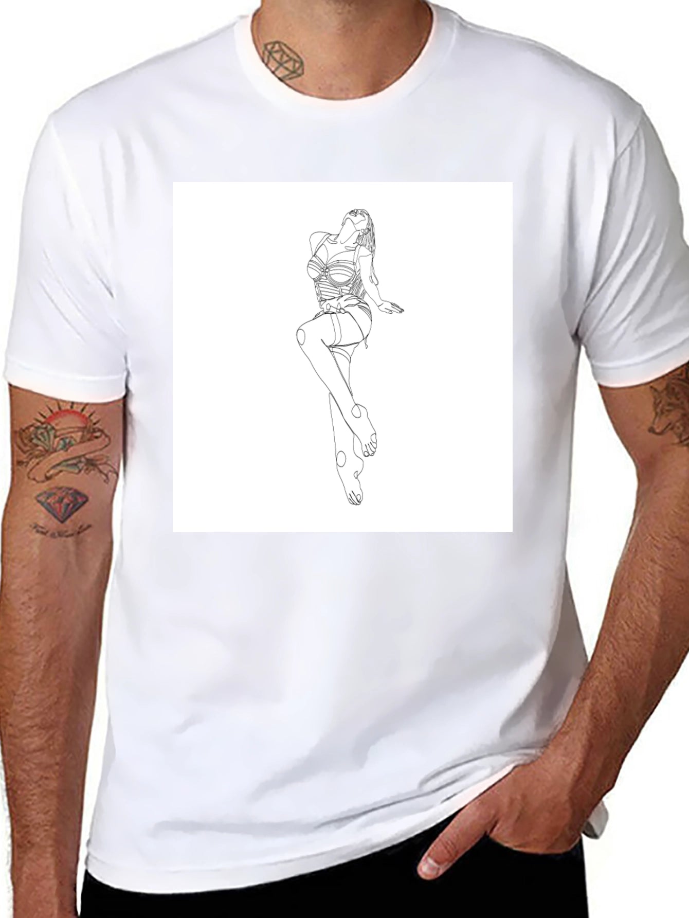 Line Art Graphic Tee - Modern Minimalist Design