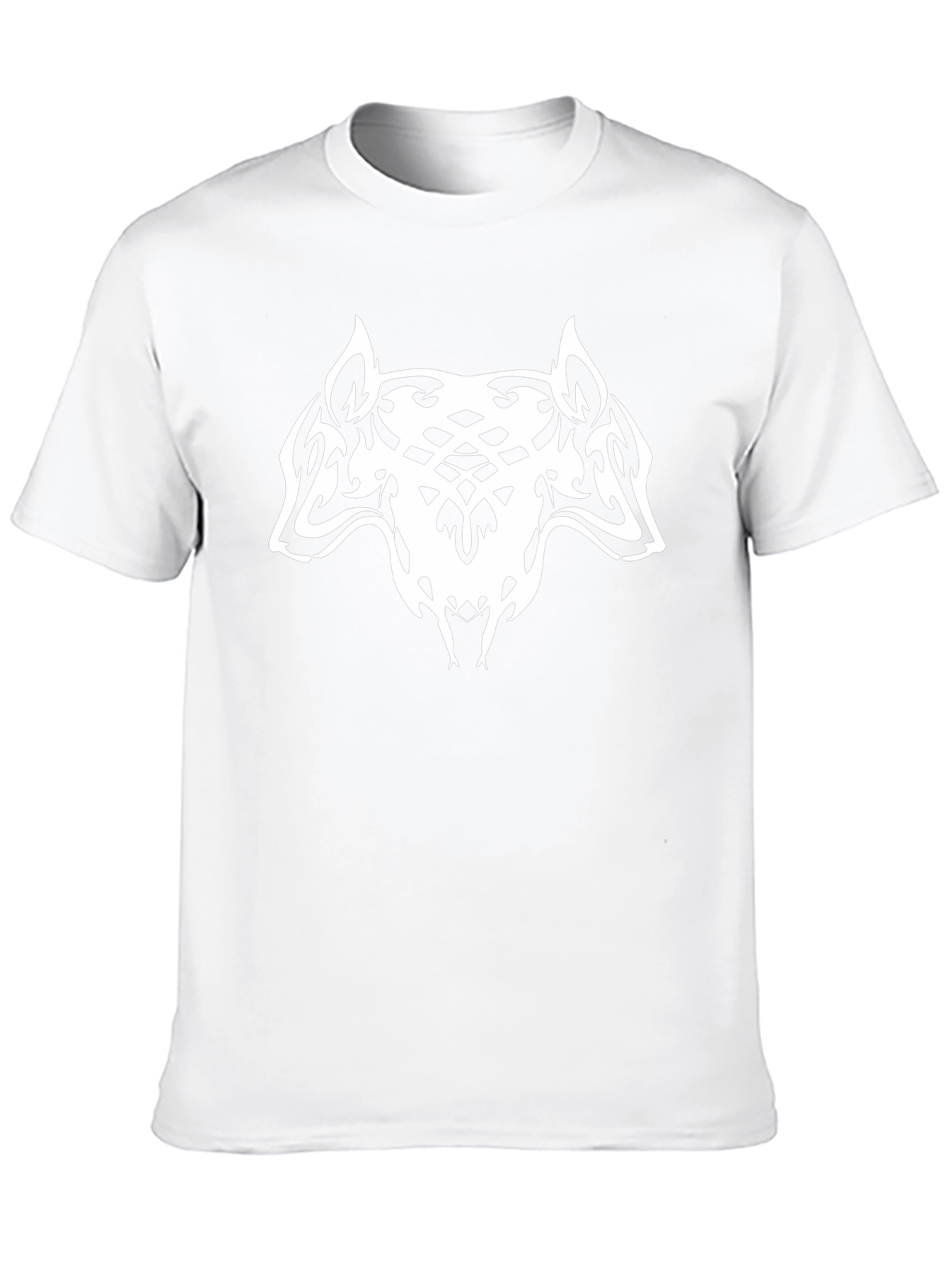 Black T-Shirt with Tribal Wolf Design