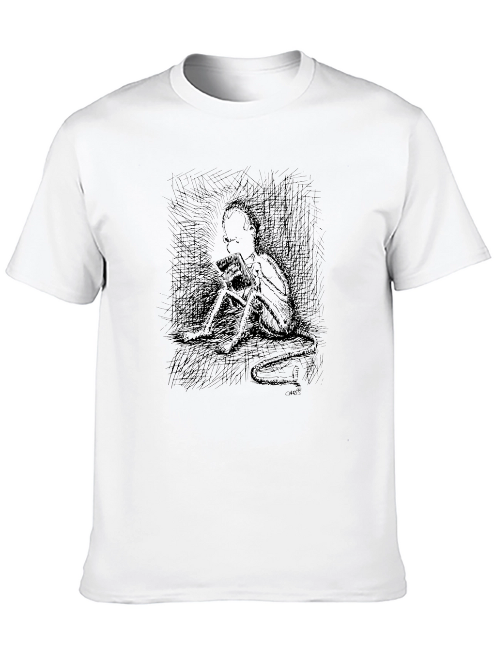 Eerie Sketch Print Black T-Shirt