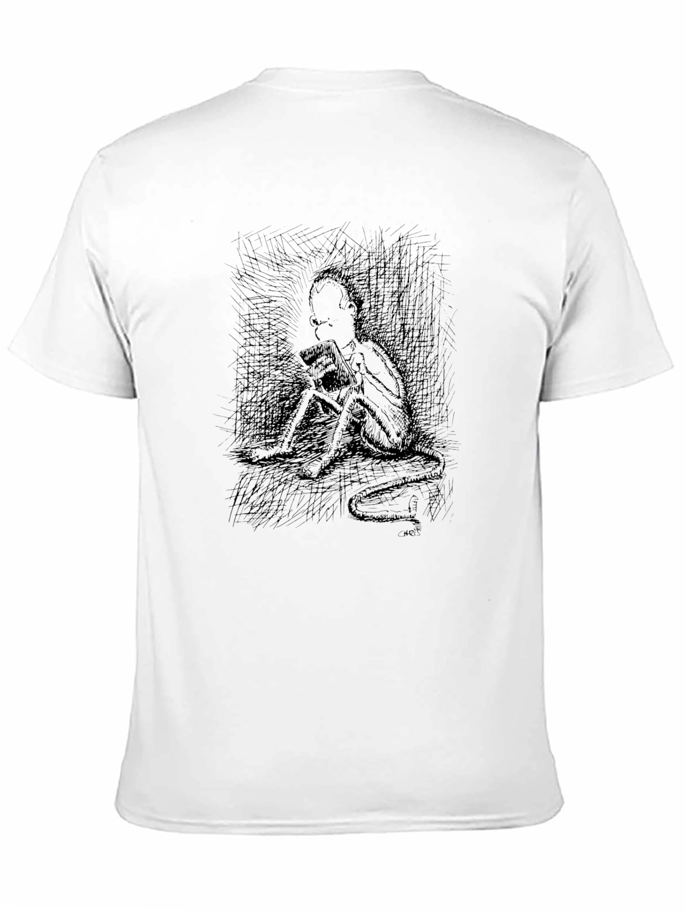 Eerie Sketch Print Black T-Shirt